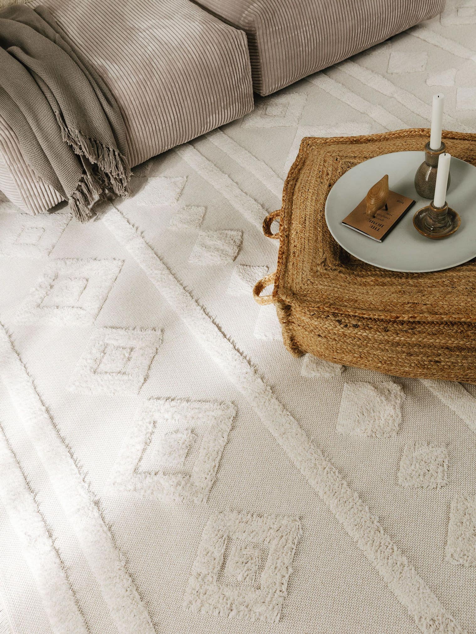 Tapijt van 100% Katoen in Beige met een 11 - 20 mm hoge pool van benuta Pop