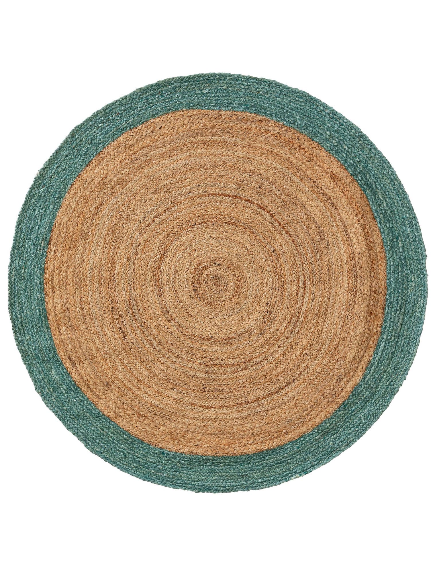 Matta av 100% Jute i Turkos med 1- 5 mm hög lugg från benuta Pure
