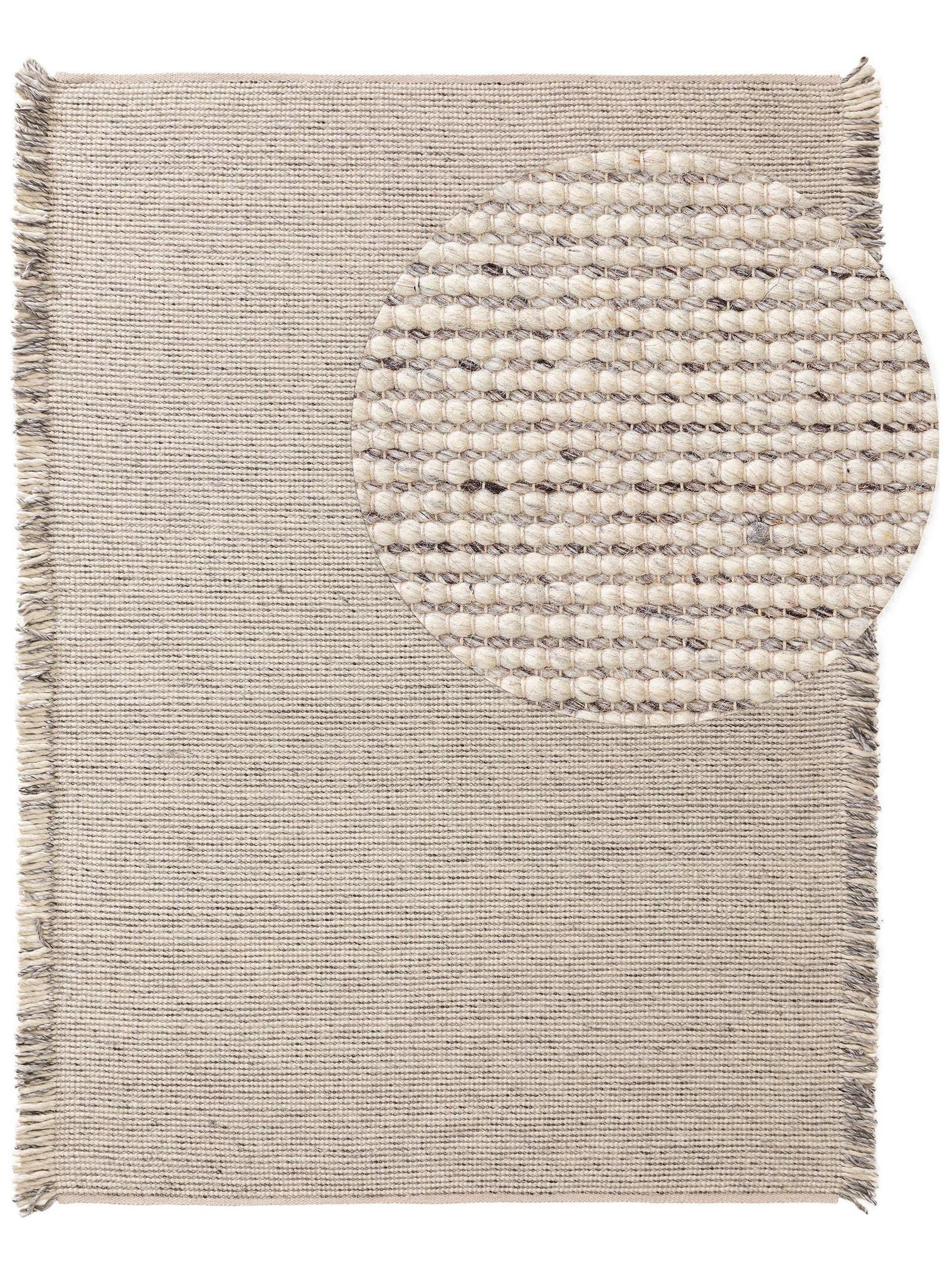 Alfombra de 60% Wool, 25% Polyester, 15% Viscose en Gris con un pelo de {{Placeholder_Pile Height}} de altura de benuta Pure