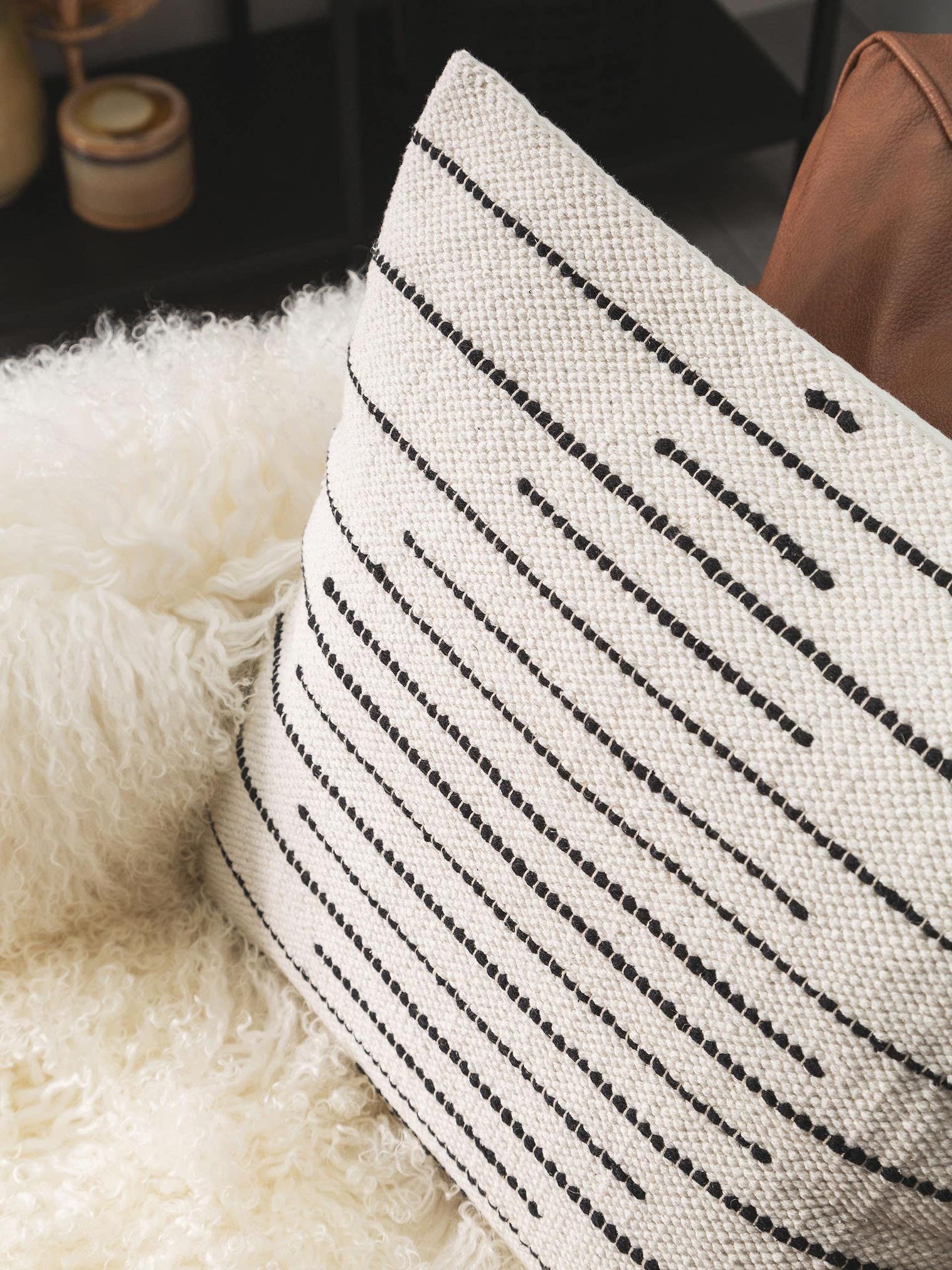 Housse de coussin Bo Ivoire en motif Géométrique en 100% Coton de benuta Pop