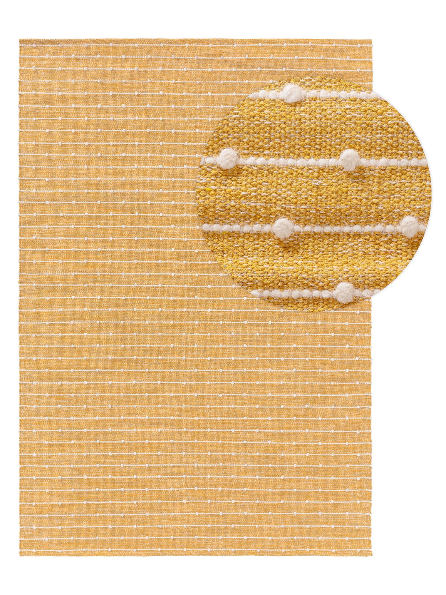 Tappeto di 80% cotton, 20% wool in Giallo con pelo alto 1- 5 mm da Lytte