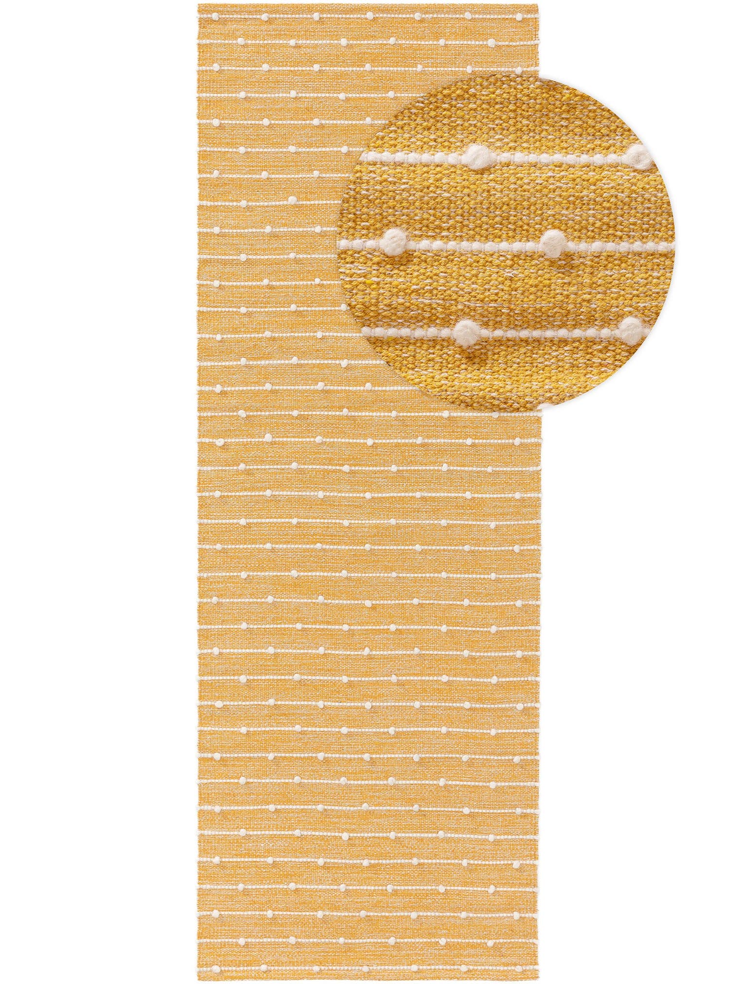 Tapijt van 80% cotton, 20% wool in Geel met een 1- 5 mm hoge pool van Lytte