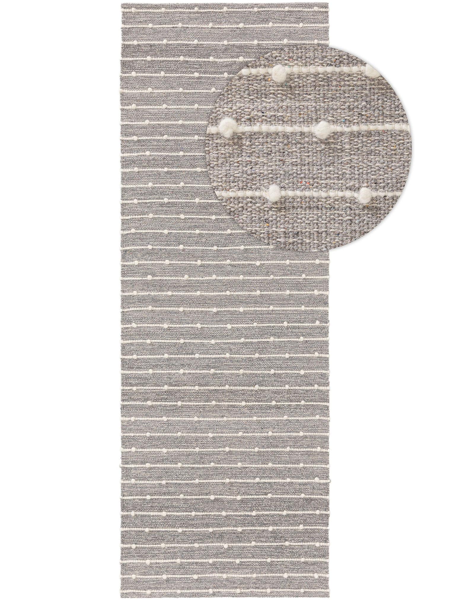 Teppich aus 80% Baumwolle, 20% Wolle in Grau mit bis 5 mm hohem Flor von Lytte