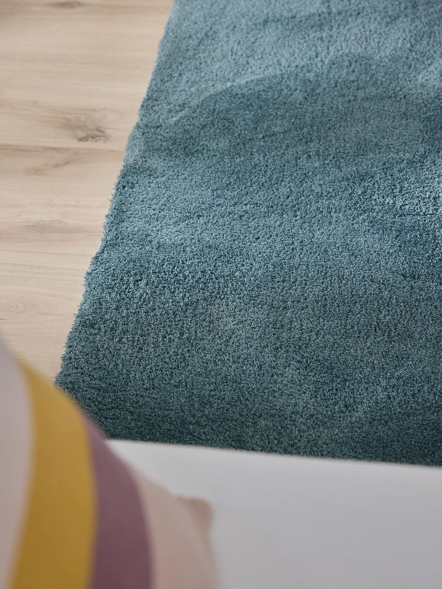 Tapis en 100% Polyester (Microfibres) en Bleu avec une pile de 21 - 30 mm de hauteur de benuta Nest