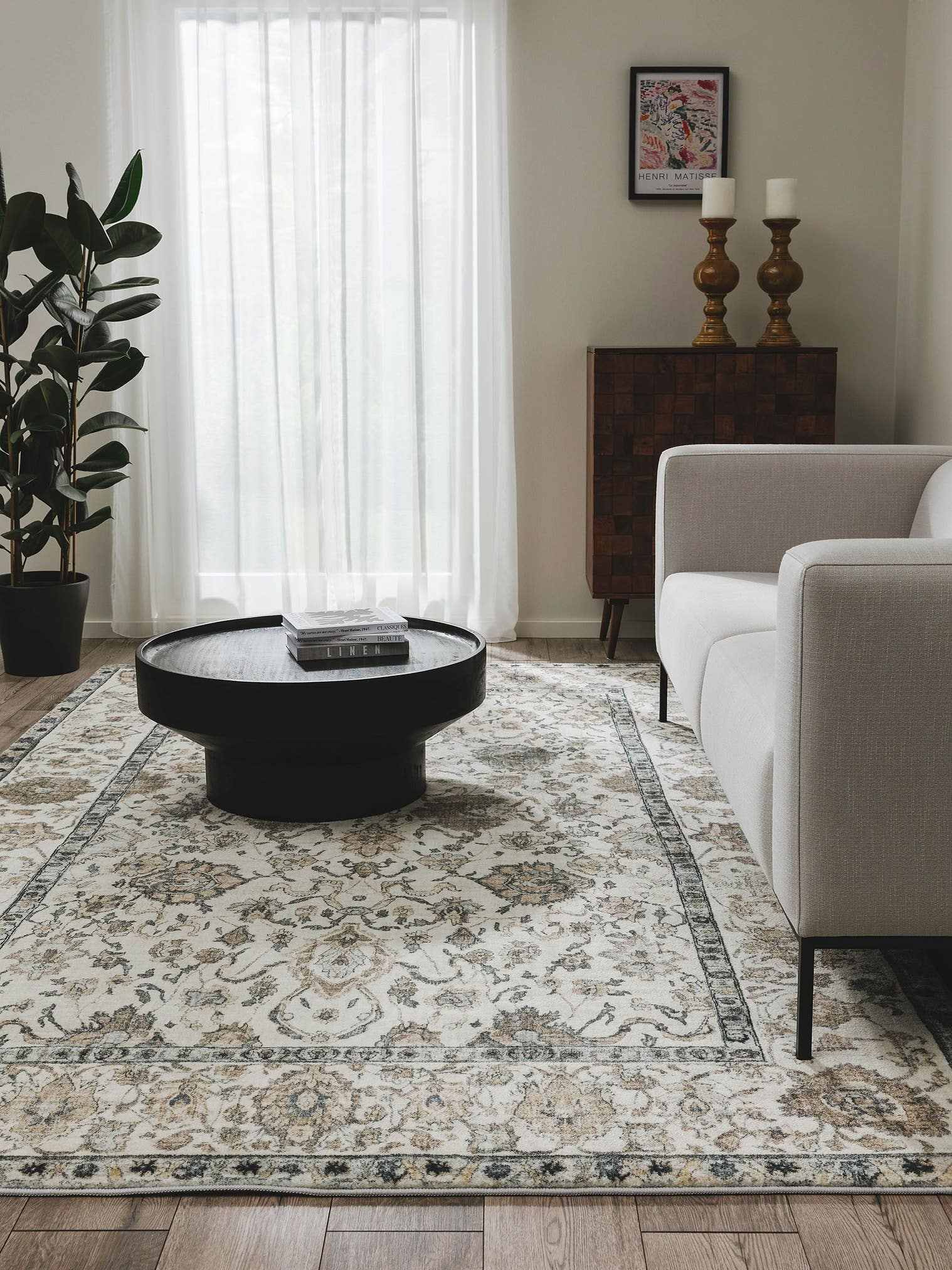 Rug made of 100% Polyester in Beige with a 6 - 10 mm high pile by benuta Pop