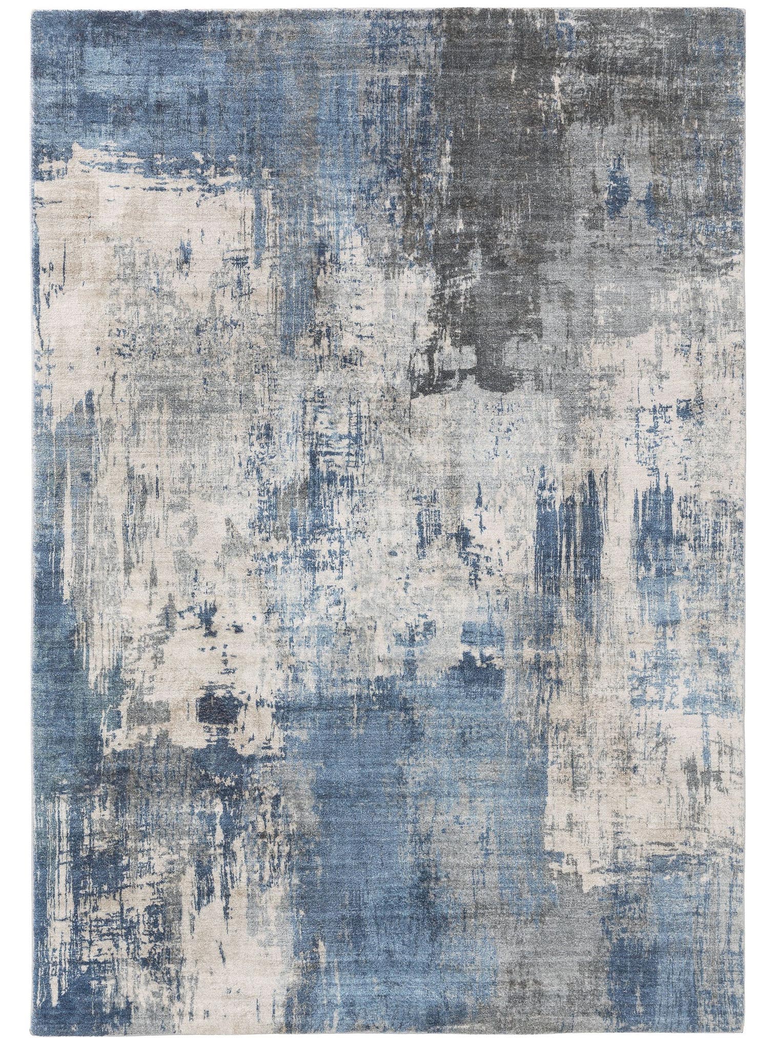 Rug made of 100% Polyester in Blue with a 6 - 10 mm high pile by benuta Pop