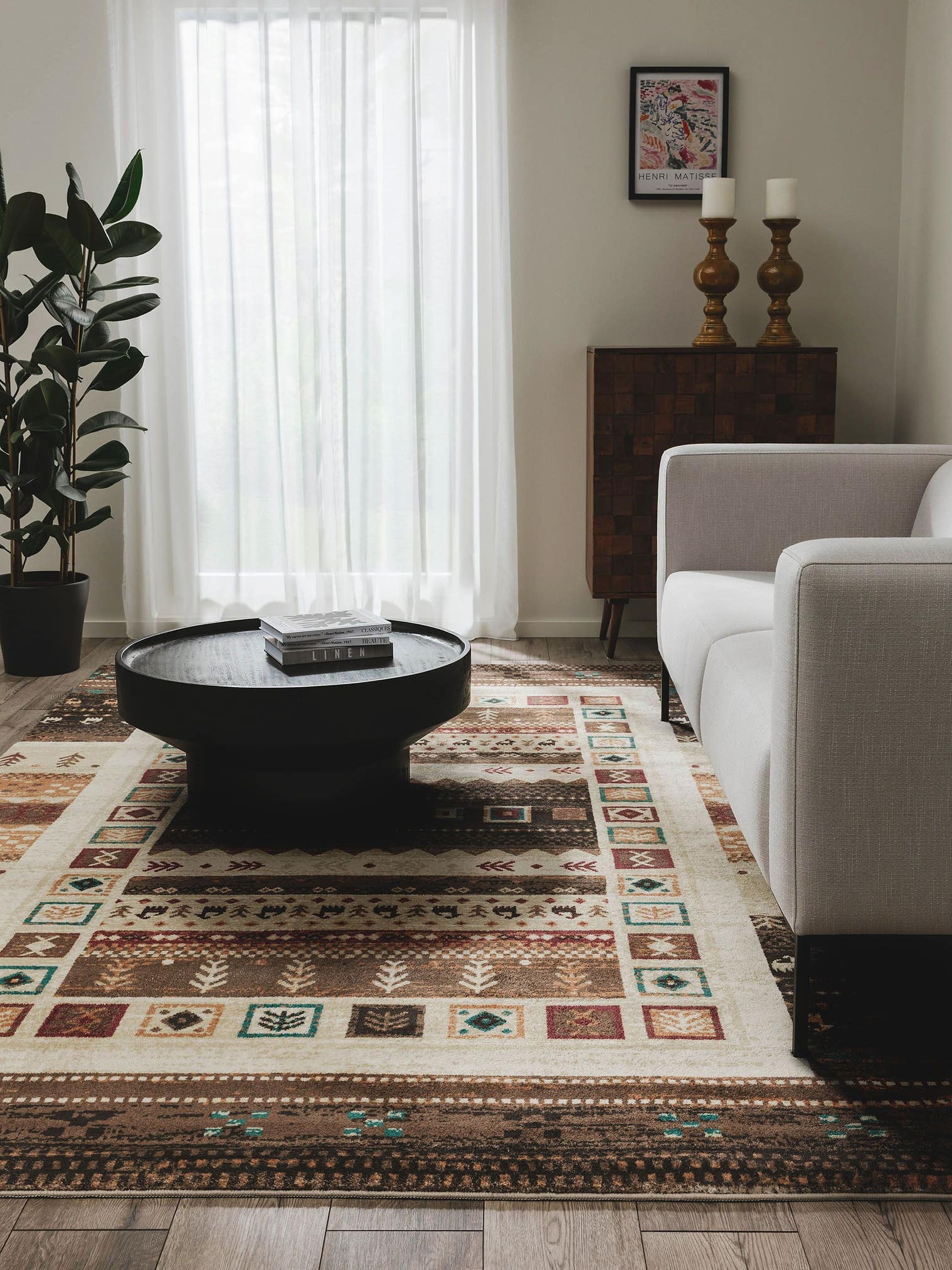 Tapis en 100% Polyester en Rouge avec une pile de 6 - 10 mm de hauteur de benuta