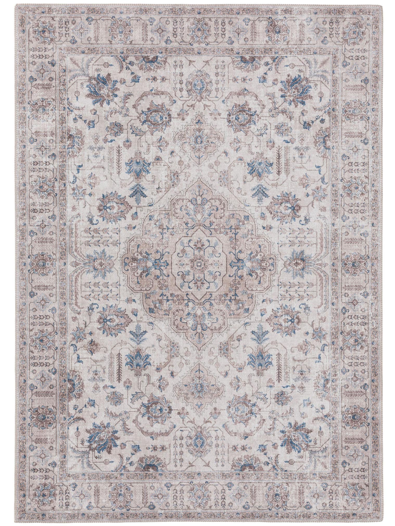 Rug made of 100% Polyester in Beige with a 1- 5 mm high pile by benuta Pop