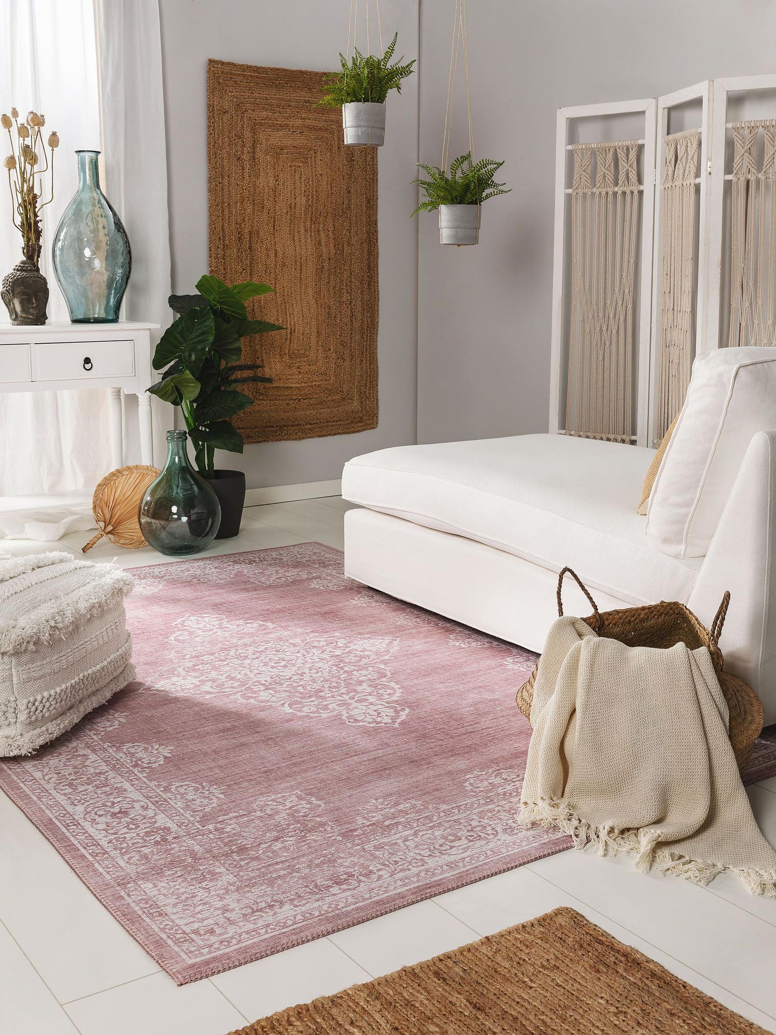 Tappeto di 100% Poliestere in Rosa con pelo alto 1- 5 mm da benuta Pop