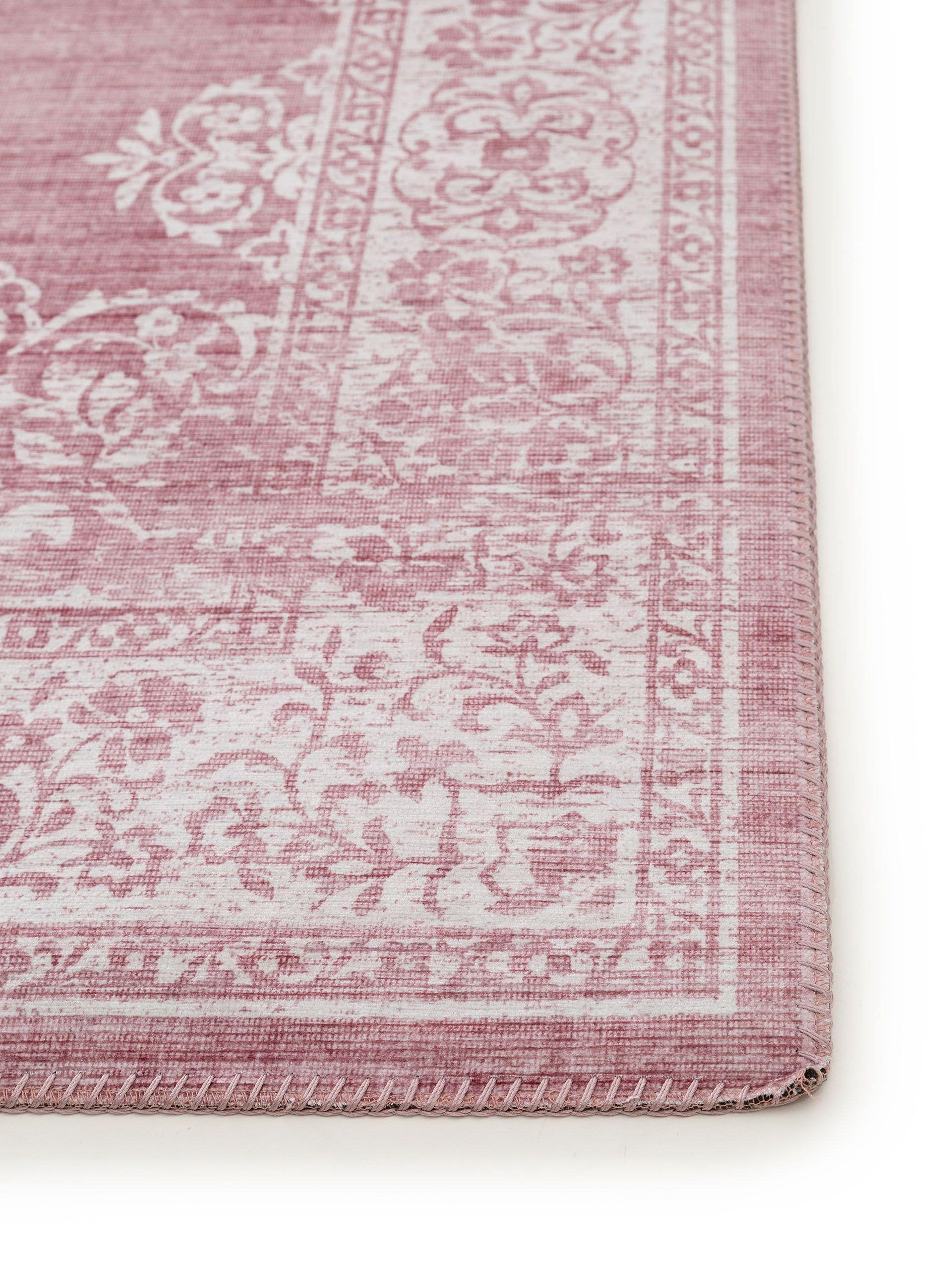 Rug made of 100% Polyester in Pink with a 1- 5 mm high pile by benuta Pop
