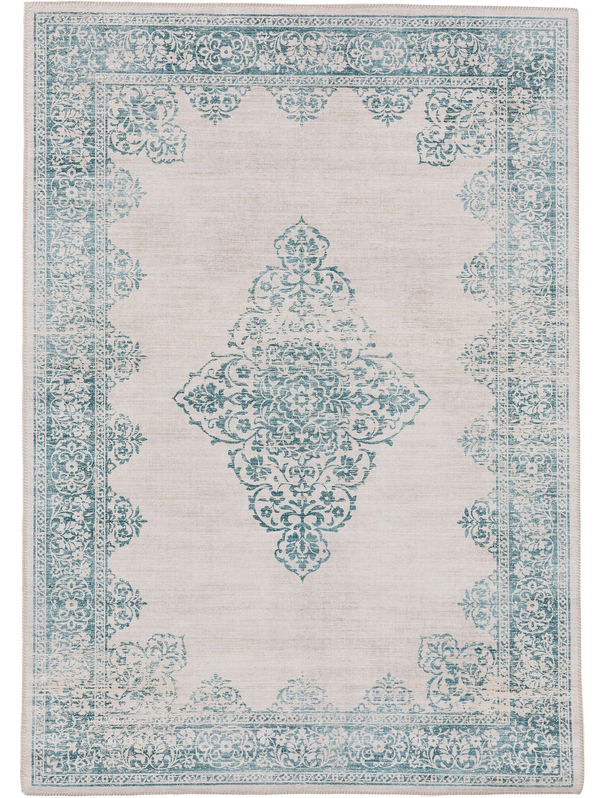 Rug made of 100% Polyester in Turquoise with a 1- 5 mm high pile by benuta Pop