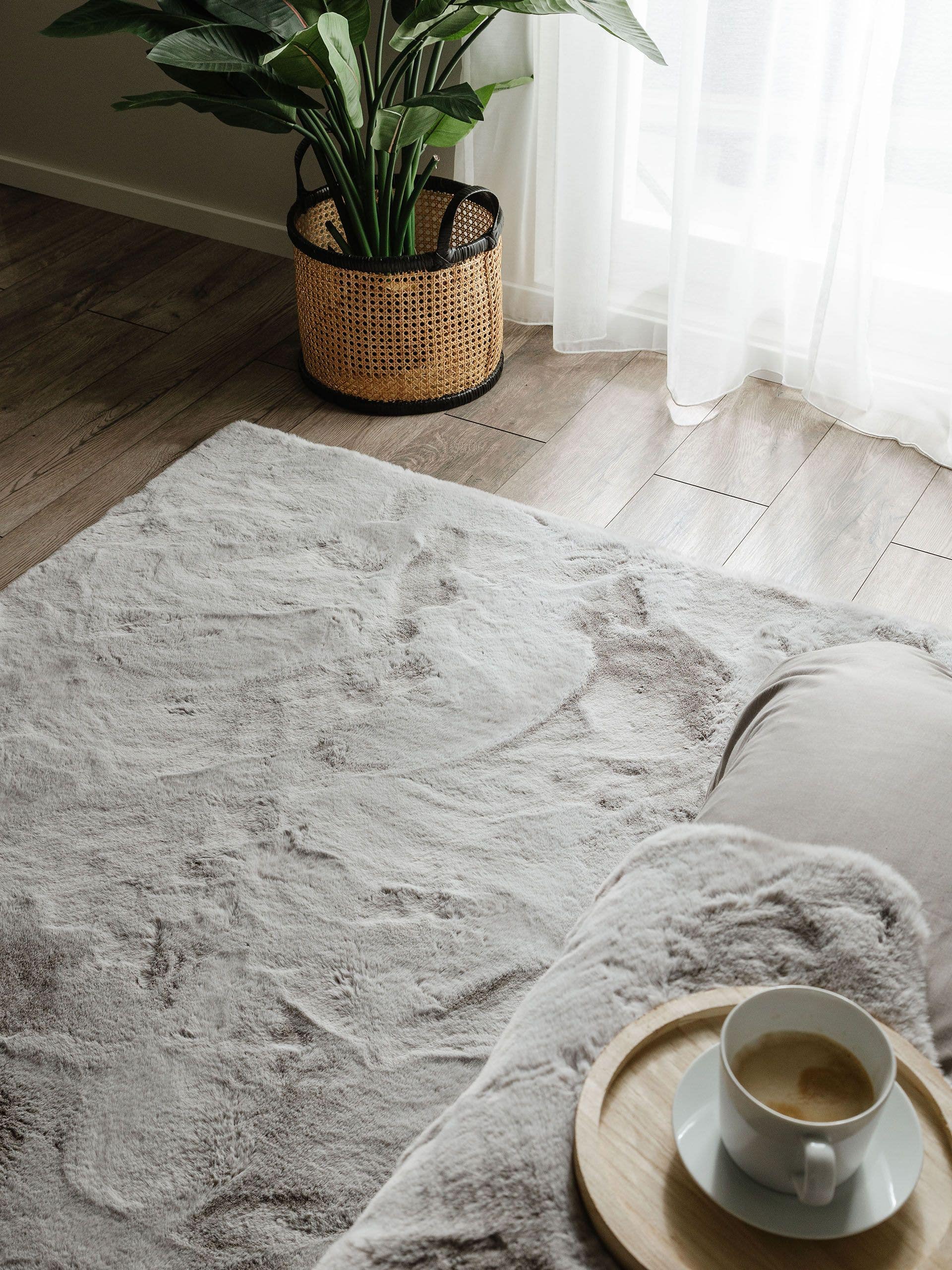 Rug made of 100% Polyester in Grey with a 21 - 30 mm high pile by benuta Nest