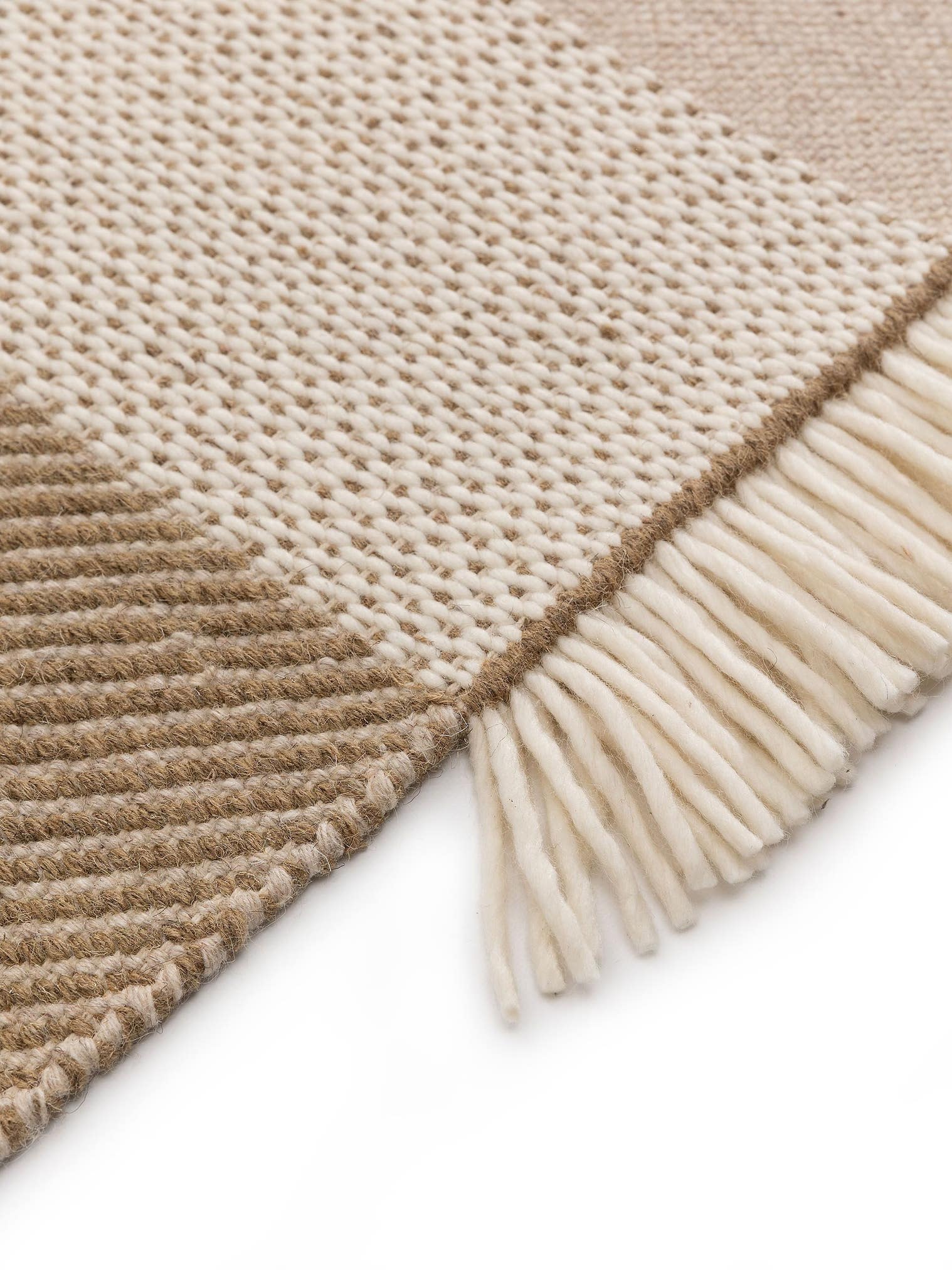 Tappeto di 75% Lana, 20% Cotone, 5% Poliammide in Beige con pelo alto 1- 5 mm da benuta Pure