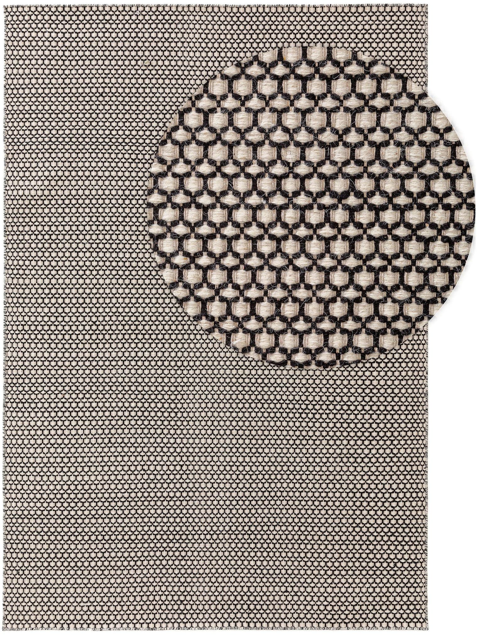 Teppich aus 80% Wolle, 20% Baumwolle in Beige mit 21 bis 30 mm hohem Flor von benuta Finest