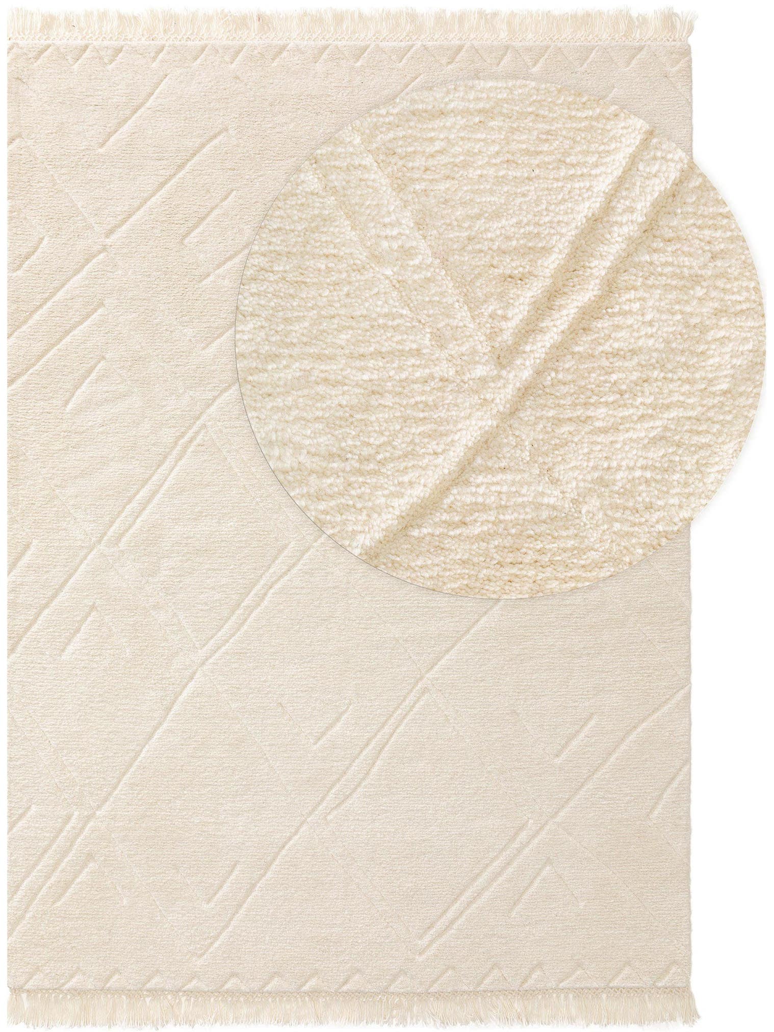 Rug made of 100% Wool from (New Zealand) in White with a 21 - 30 mm high pile by benuta Finest