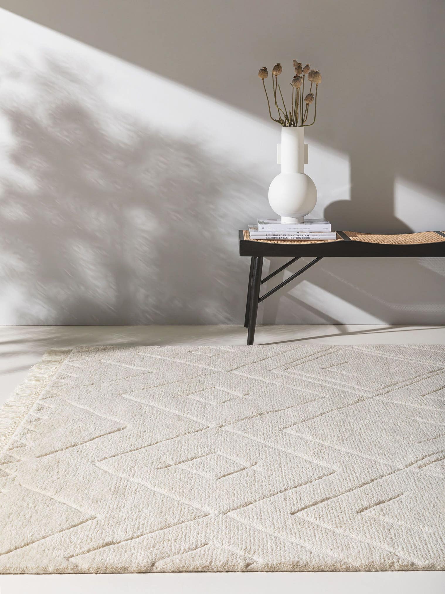 Rug made of 100% Wool from (New Zealand) in White with a 21 - 30 mm high pile by benuta Finest