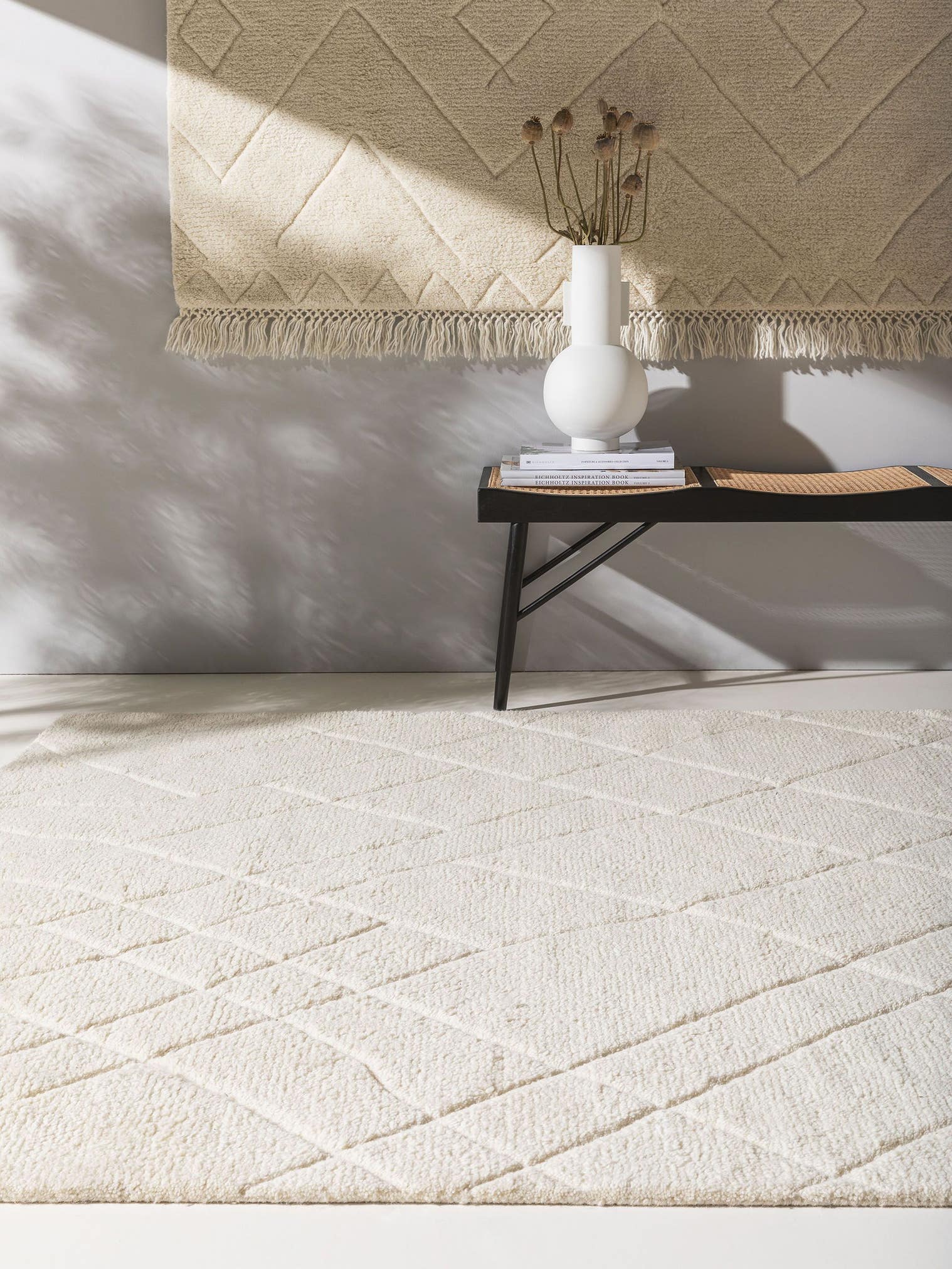 Rug made of 100% Wool from (New Zealand) in White with a 21 - 30 mm high pile by benuta Finest
