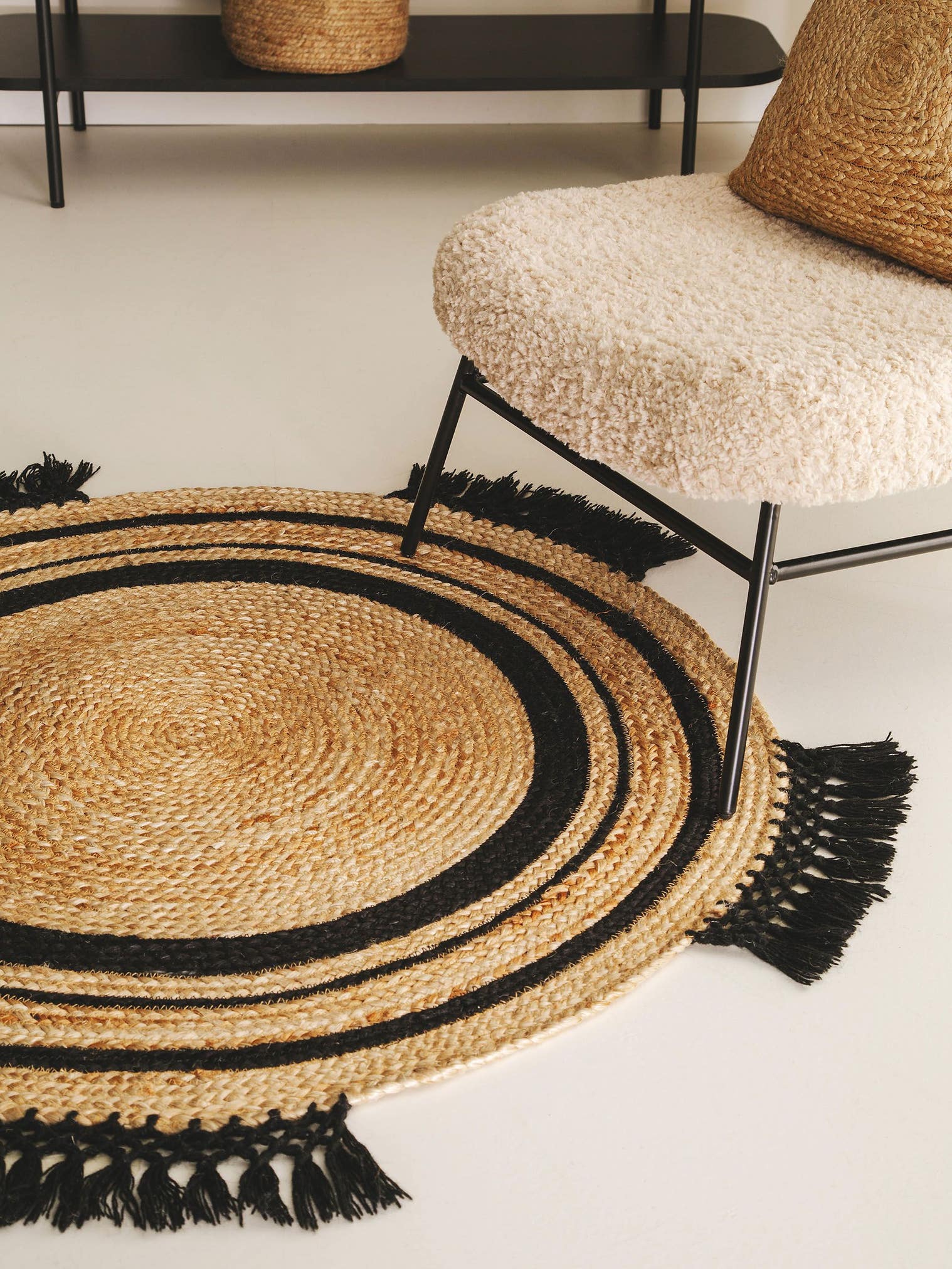 Rug made of 100% Jute in Brown with a 11 - 20 mm high pile by benuta Pure
