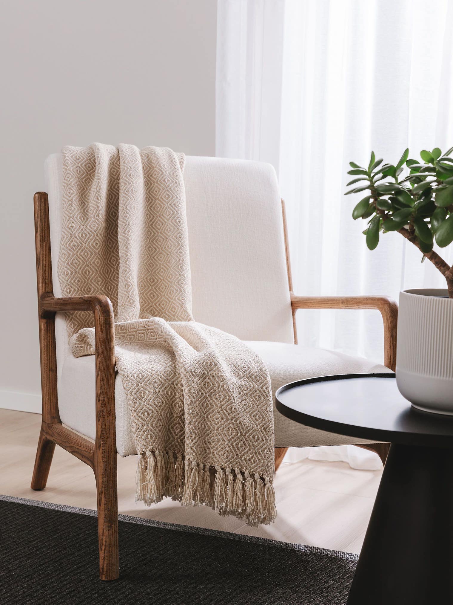 Plaid en coton Jasmin Beige en motif  en 100% Coton de benuta Nest