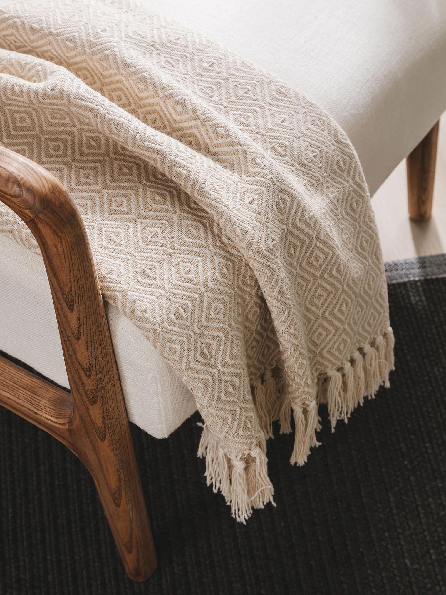 Plaid en coton Jasmin Beige en motif  en 100% Coton de benuta Nest