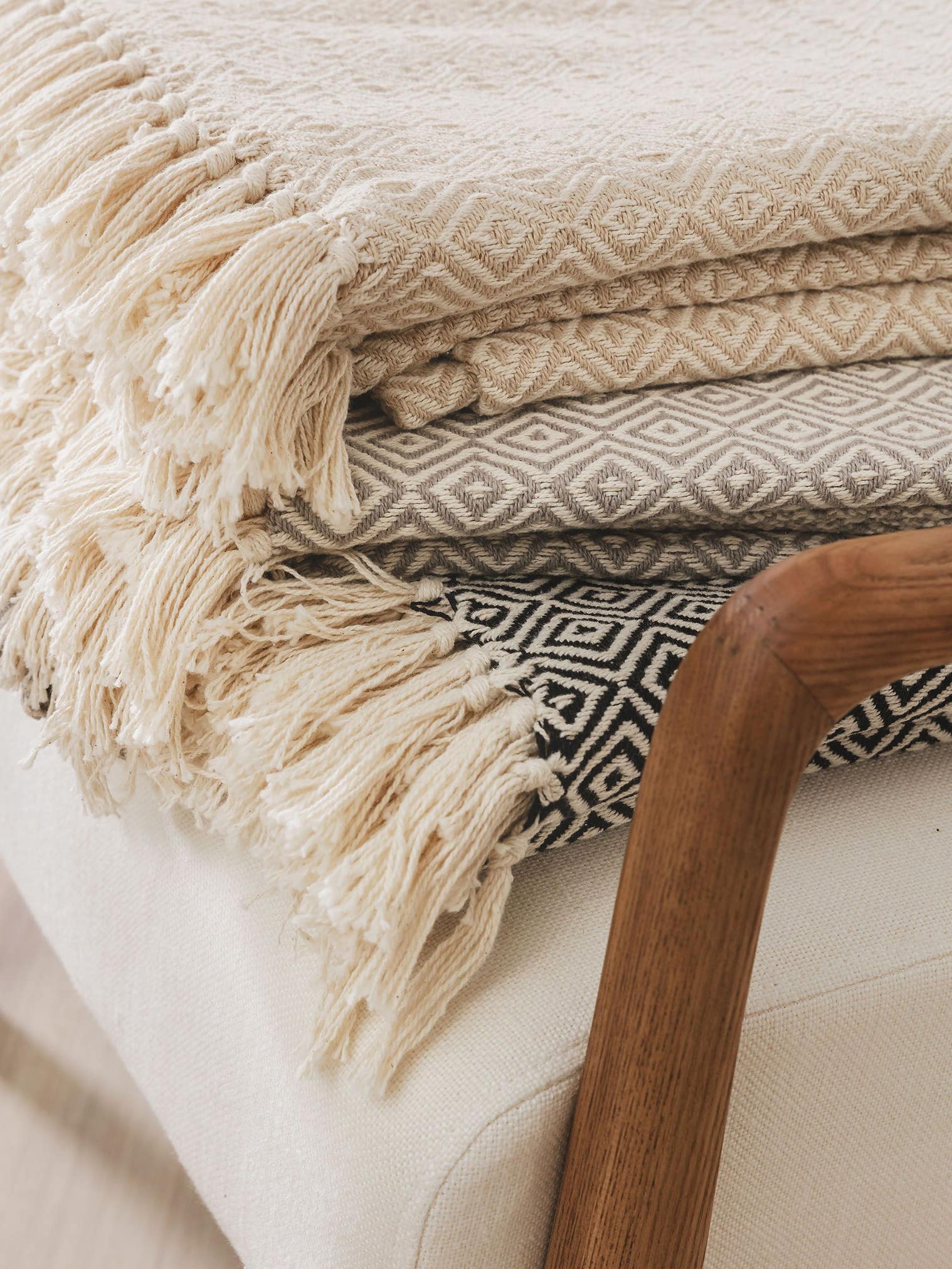 Plaid en coton Jasmin Beige en motif  en 100% Coton de benuta Nest