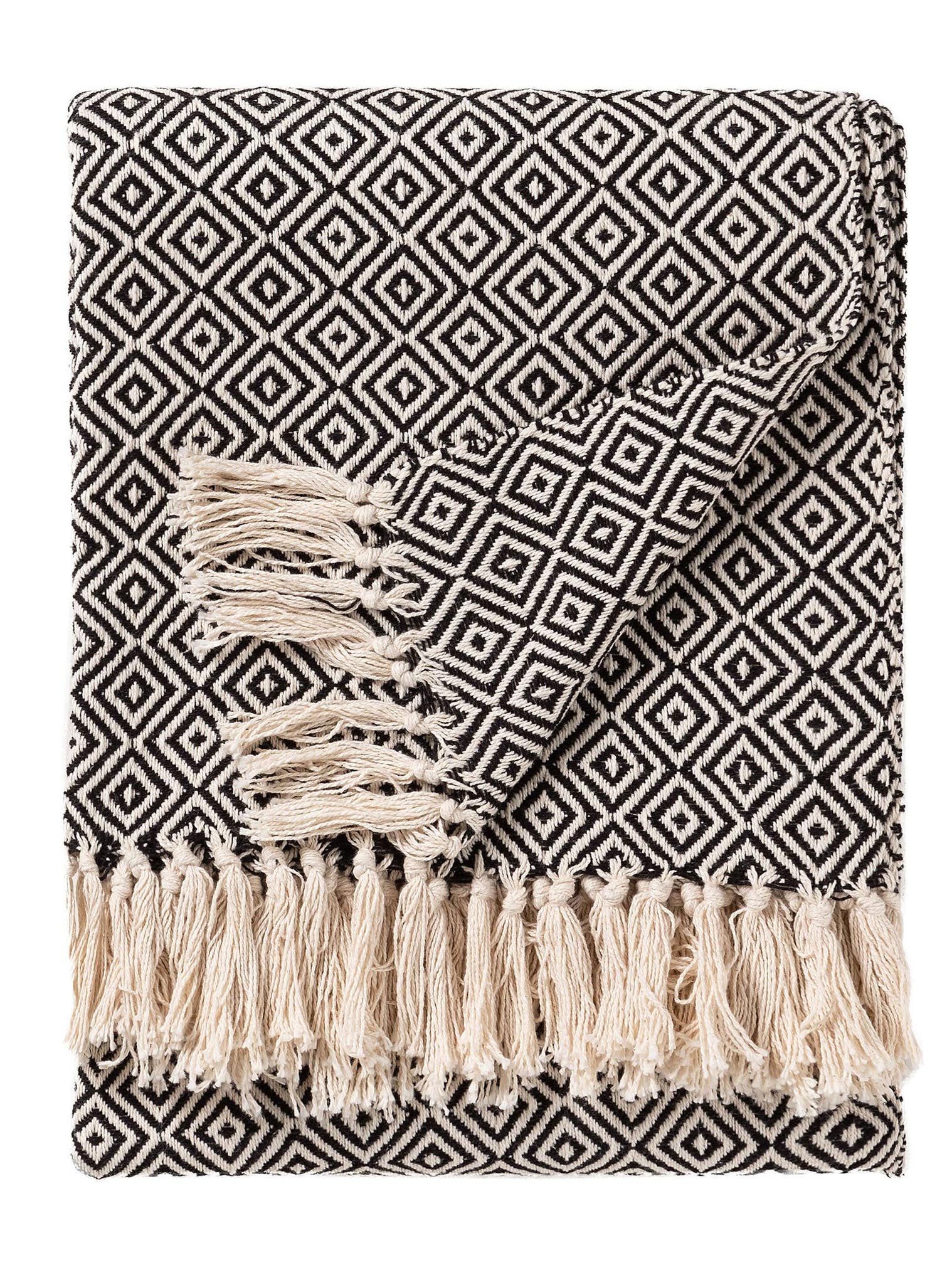 Plaid in cotone Jasmin Nero in -ontwerp van 100% Cotone door benuta Nest