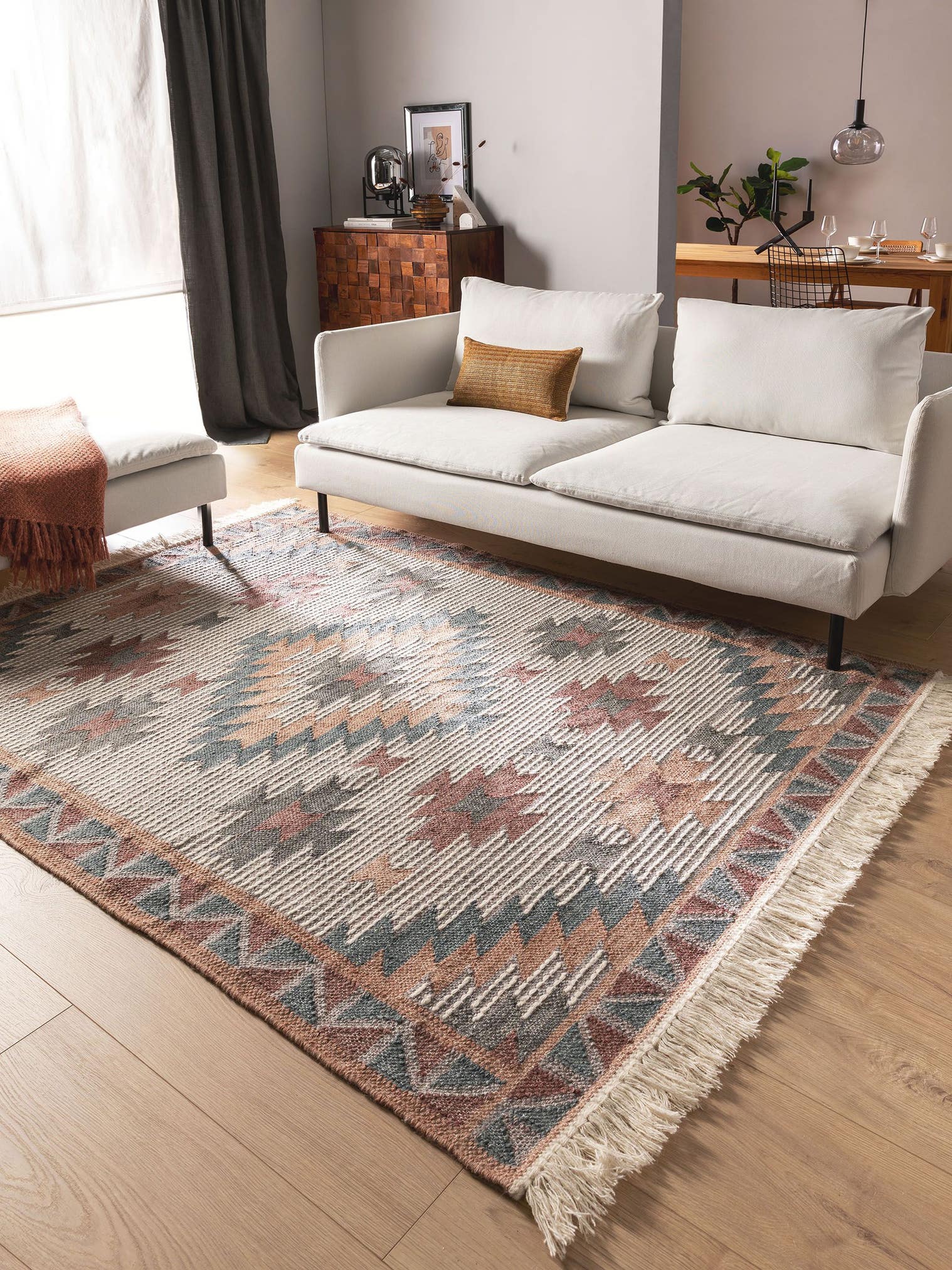 Tapijt van 70% Wol, 30% Polyester in Veelkleurig met een 1- 5 mm hoge pool van benuta Pure