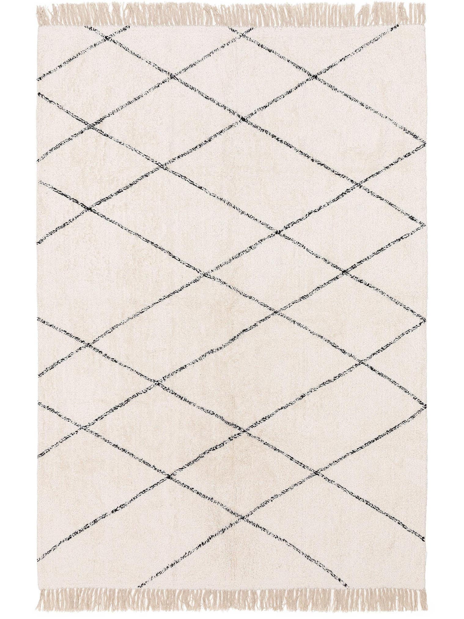 Teppe av 100 % bomull i Beige med 6 til 10 mm høy lugg fra benuta Nest