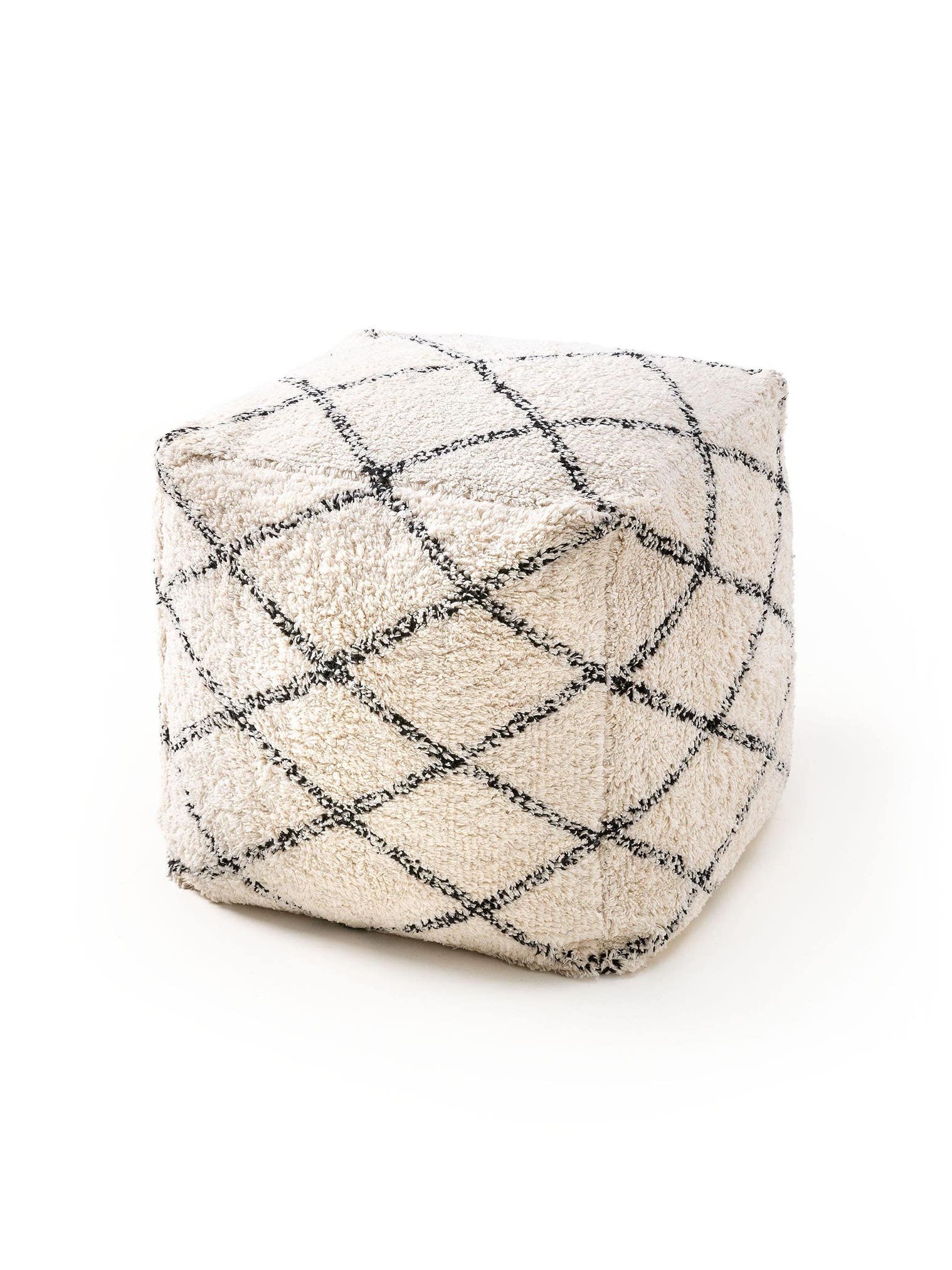 Pouf Naomi Crème en motif Berbère en 100% Coton de benuta Nest