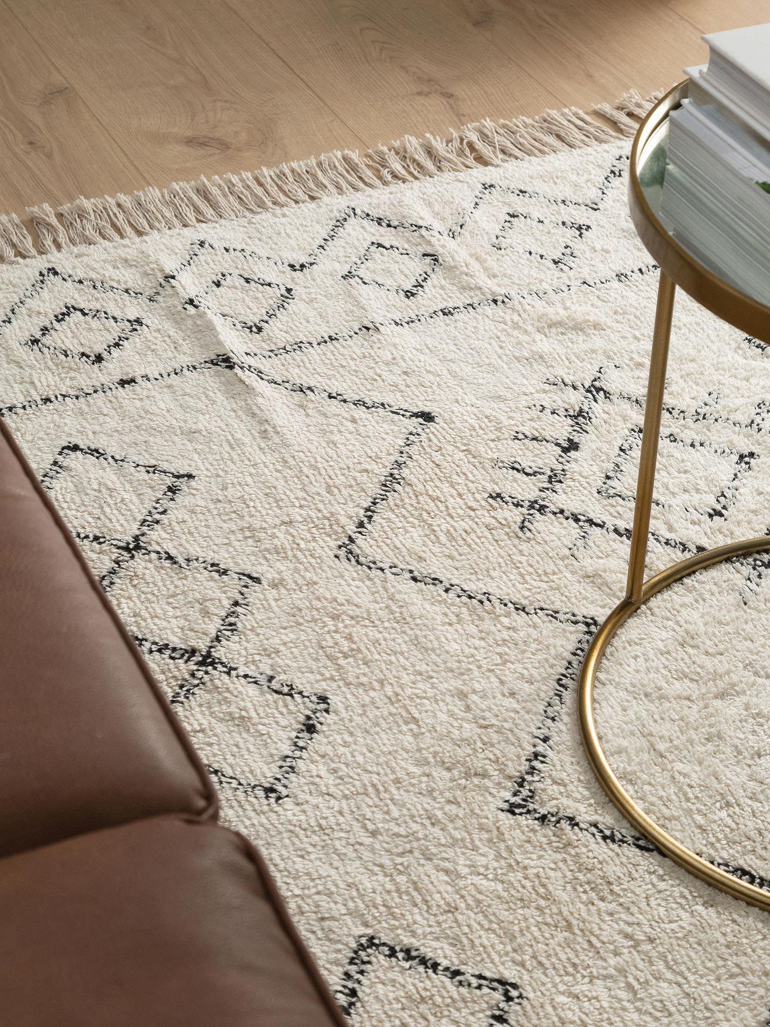 Teppich aus 100% Baumwolle in Beige mit 6 bis 10 mm hohem Flor von benuta Nest