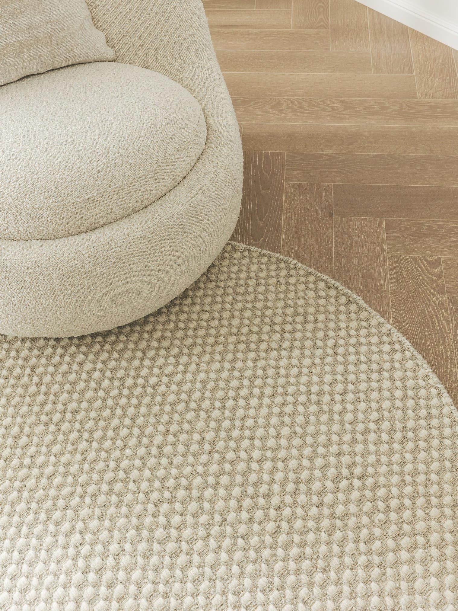 Teppe av 80 % ull, 20 % bomull i Beige med 21 til 30 mm høy lugg fra benuta Finest