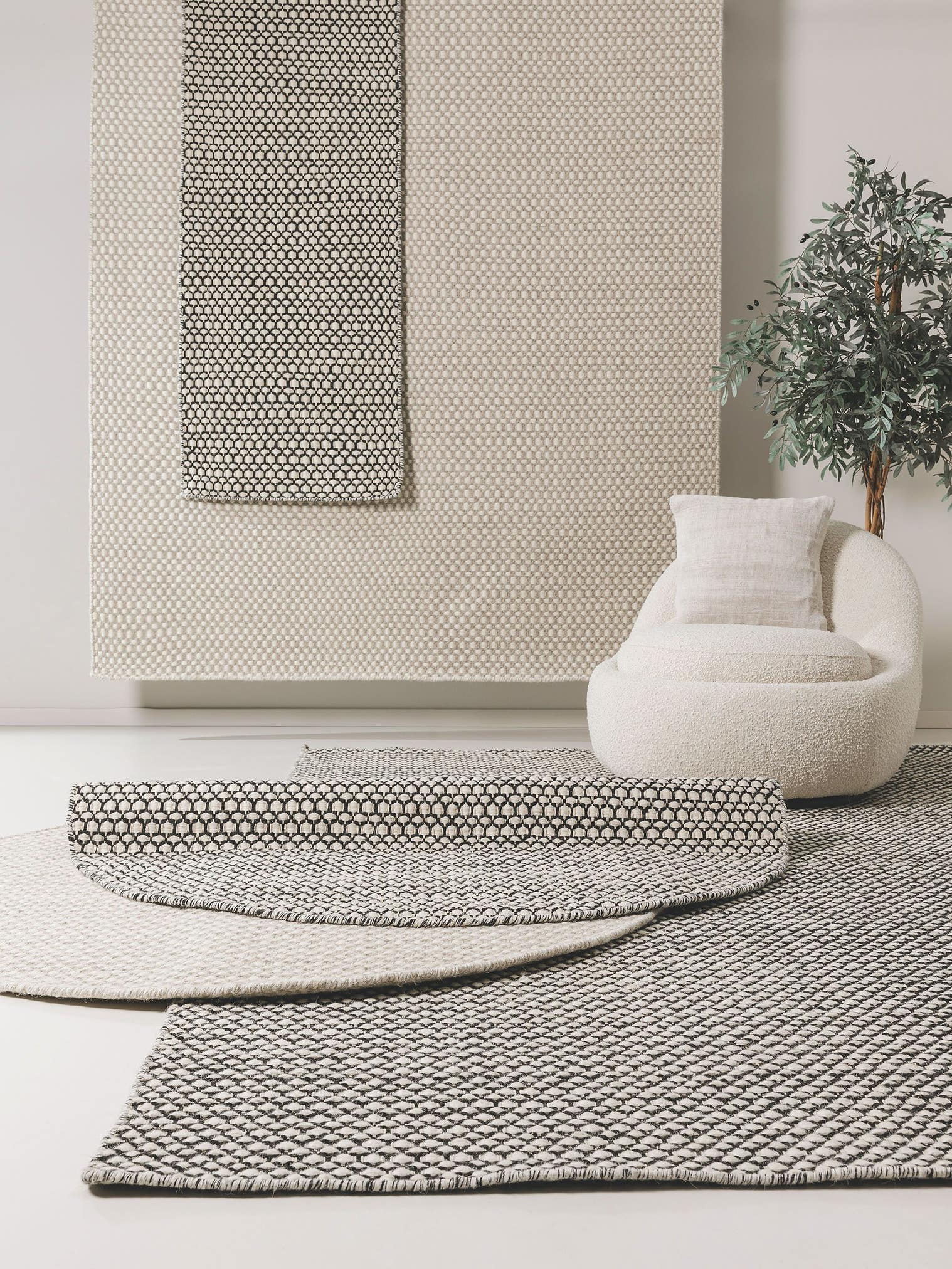 Teppe av 80 % ull, 20 % bomull i Beige med 21 til 30 mm høy lugg fra benuta Finest