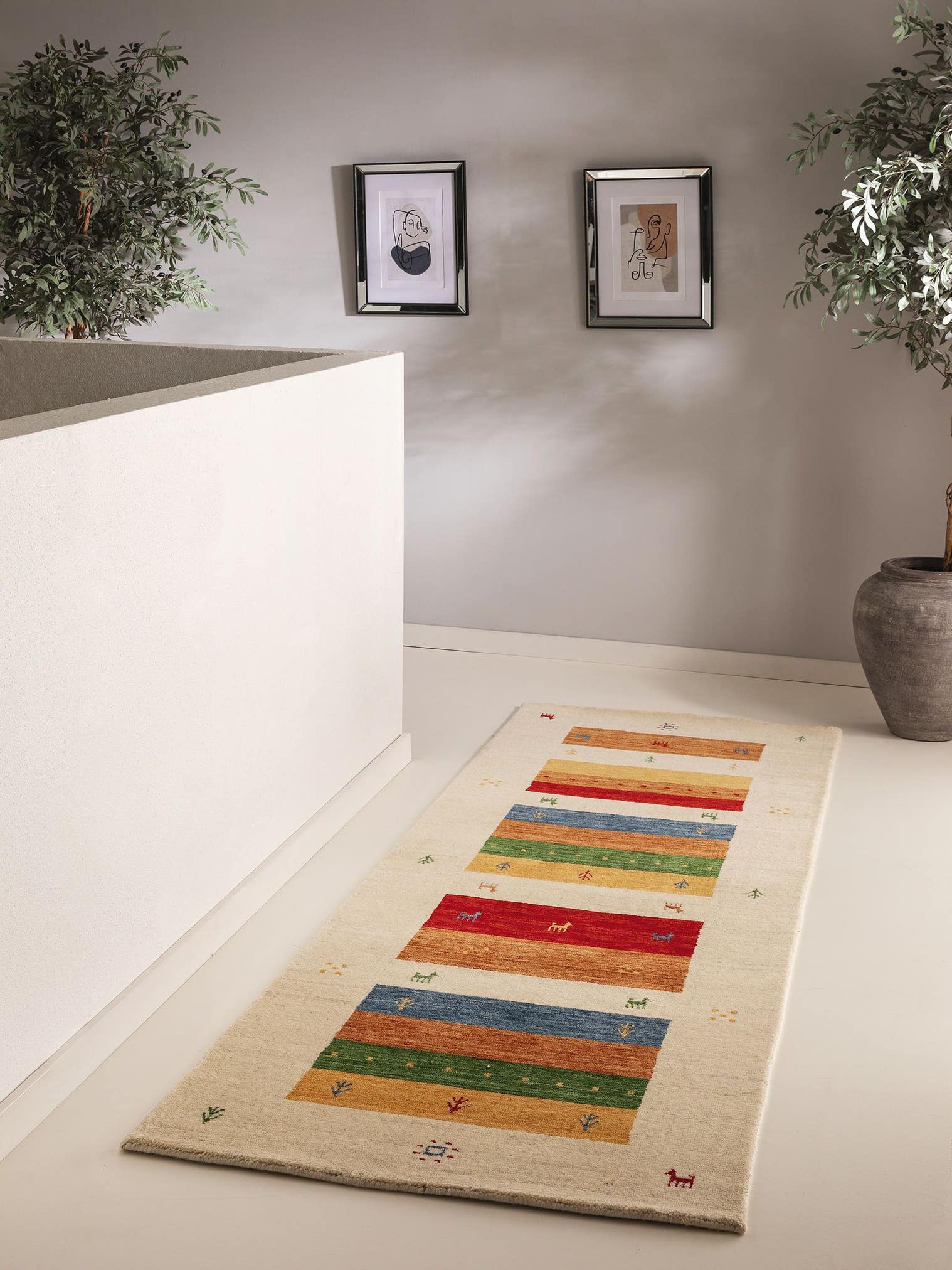 Tapis en 100% Laine en Multicouleur avec une pile de 6 - 10 mm de hauteur de benuta Nest