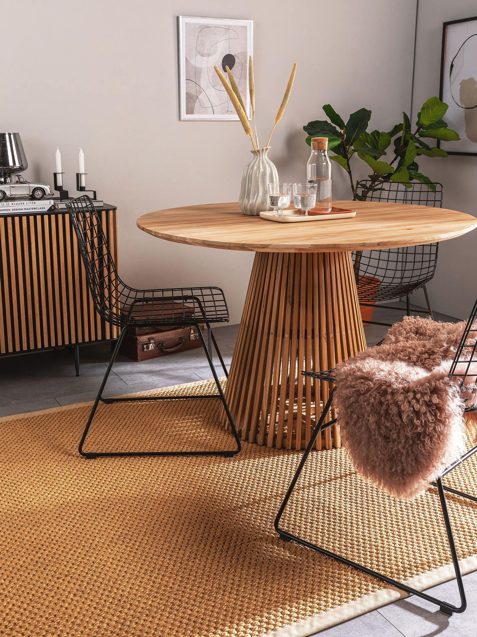 Rug made of 100% Sisal in Beige with a 1- 5 mm high pile by benuta Pure