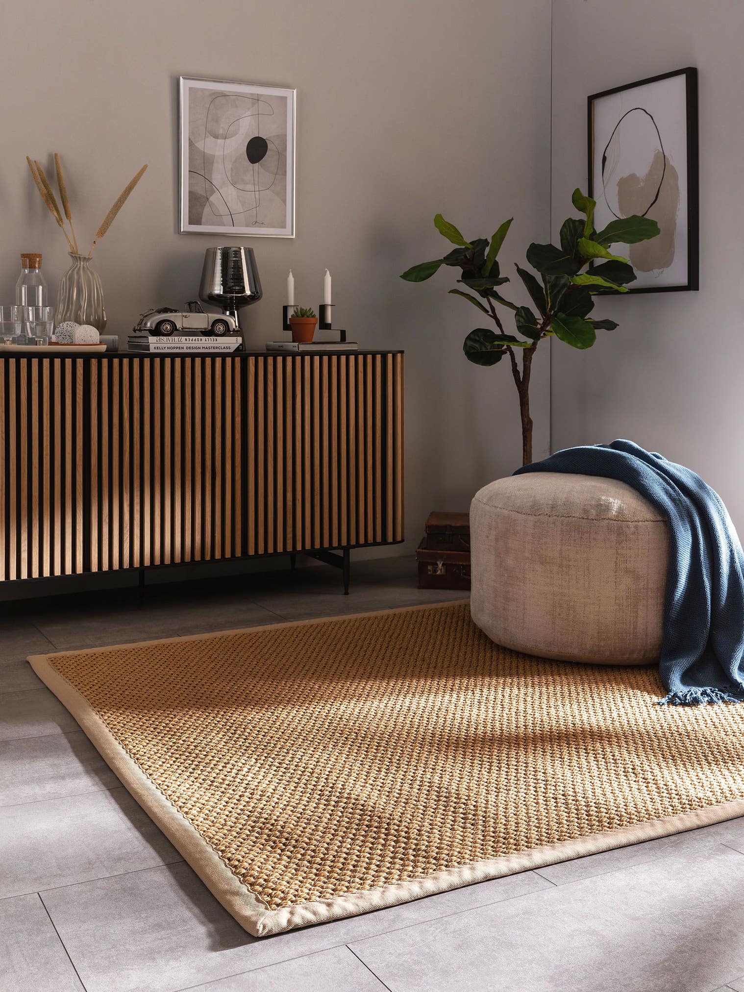 Tappeto di 100% Sisal in Beige con pelo alto 1- 5 mm da benuta Pure