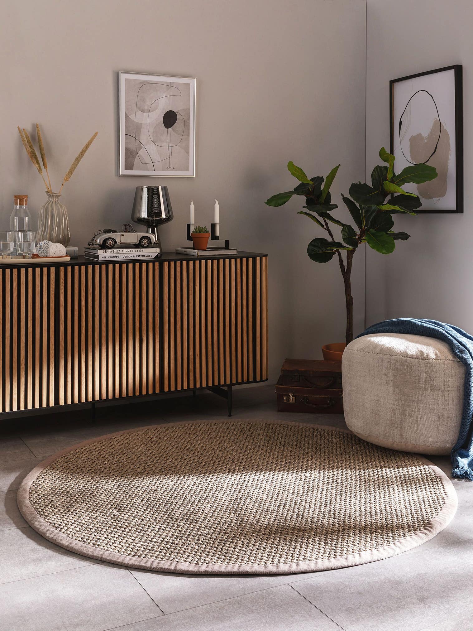 Teppich aus 100% Sisal in Grau mit bis 5 mm hohem Flor von benuta Pure