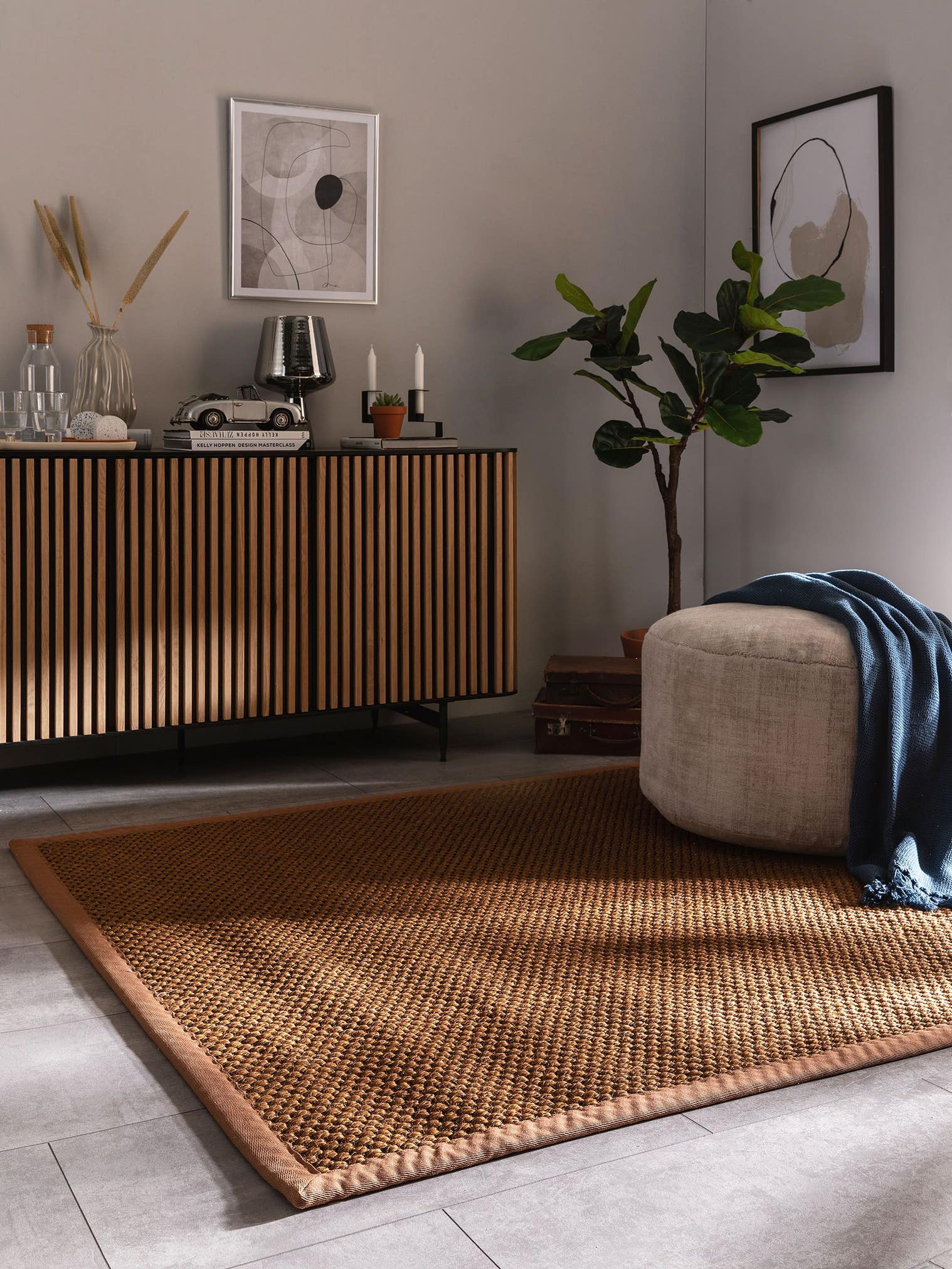 Tappeto di 100% Sisal in Marrone con pelo alto 1- 5 mm da benuta Pure