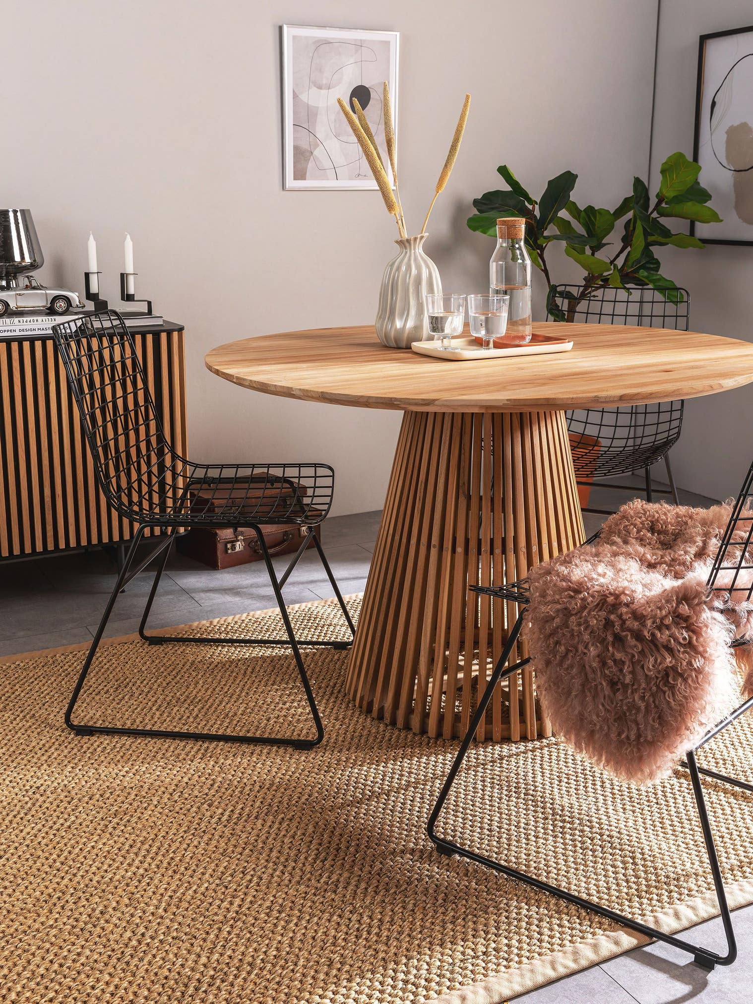 Tapis en 100% Sisal en Beige avec une pile de 1- 5 mm de hauteur de benuta Pure