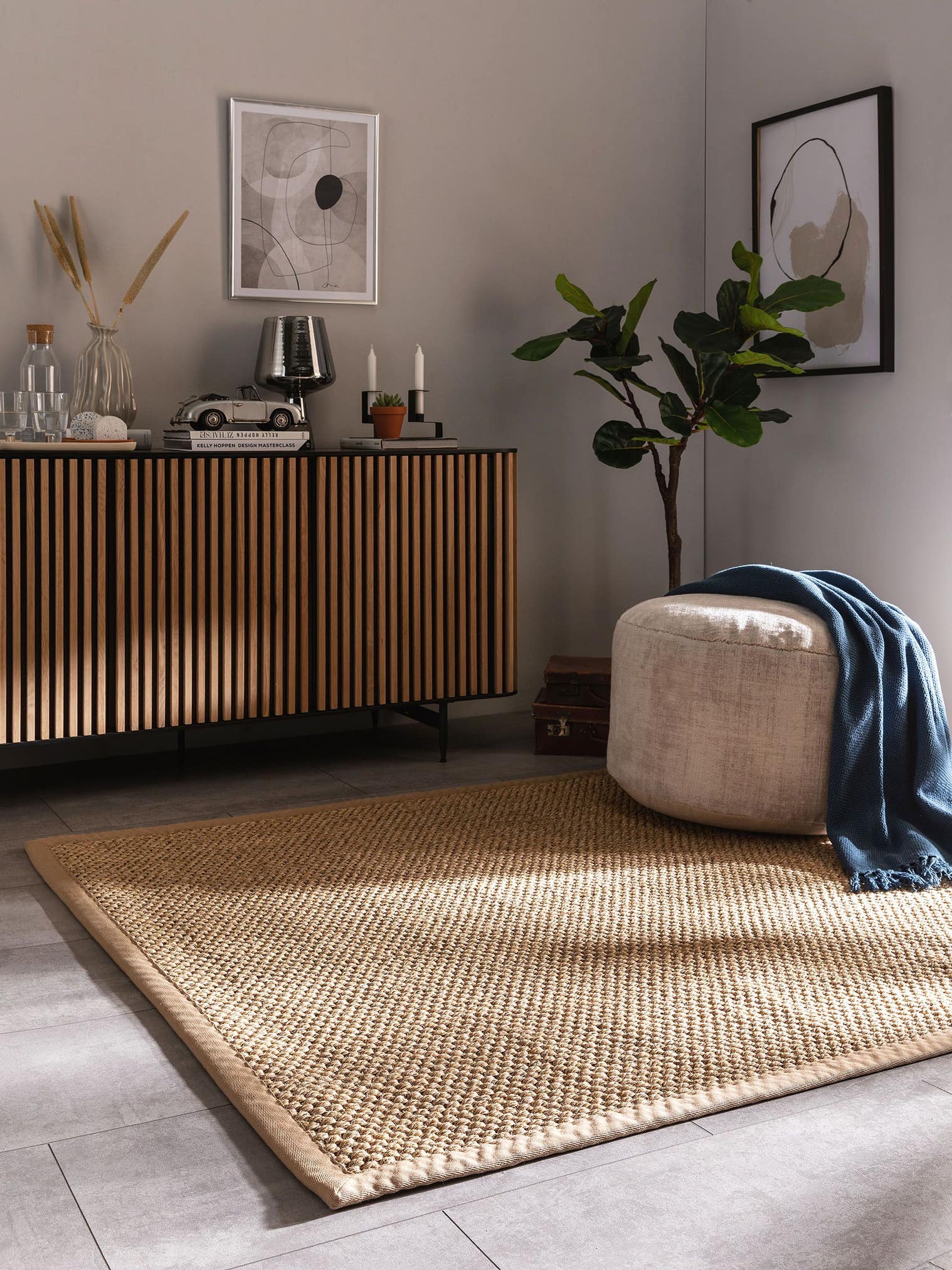 Tapijt van 100% Sisal in Beige met een 1- 5 mm hoge pool van benuta Pure