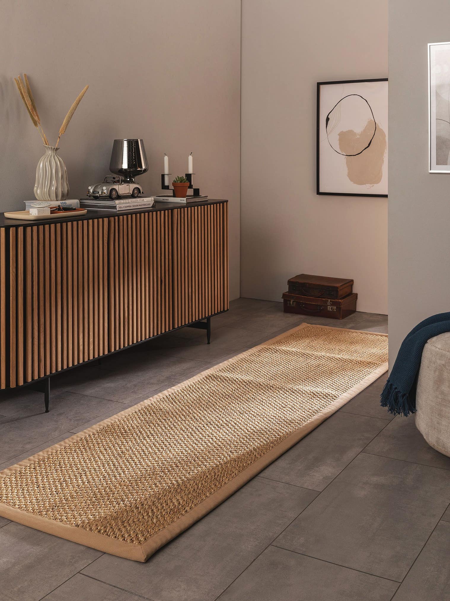 Tapijt van 100% Sisal in Beige met een 1- 5 mm hoge pool van benuta Pure