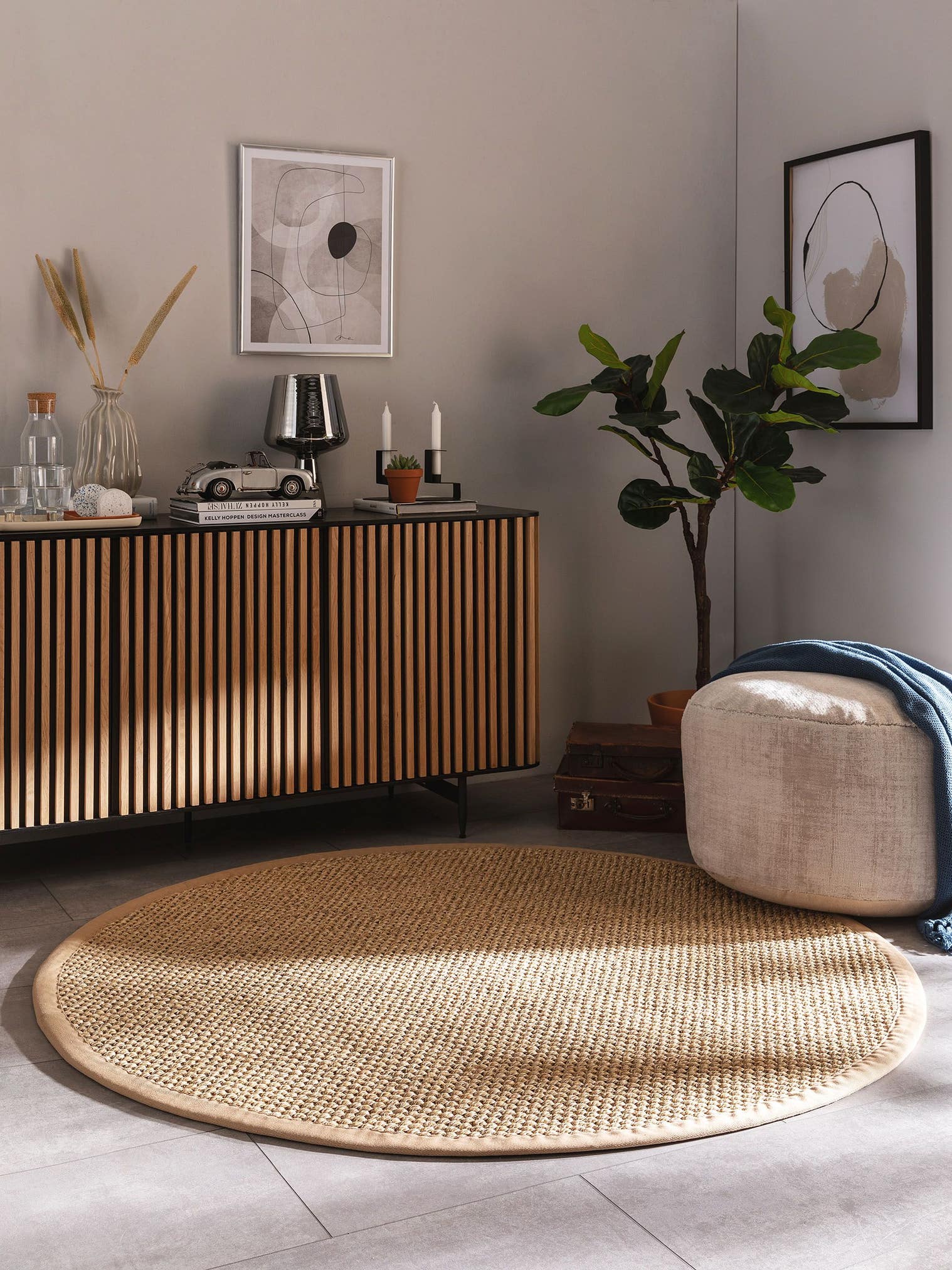 Alfombra de 100% Sisal en Beige con un pelo de {{Placeholder_Pile Height}} de altura de benuta Pure