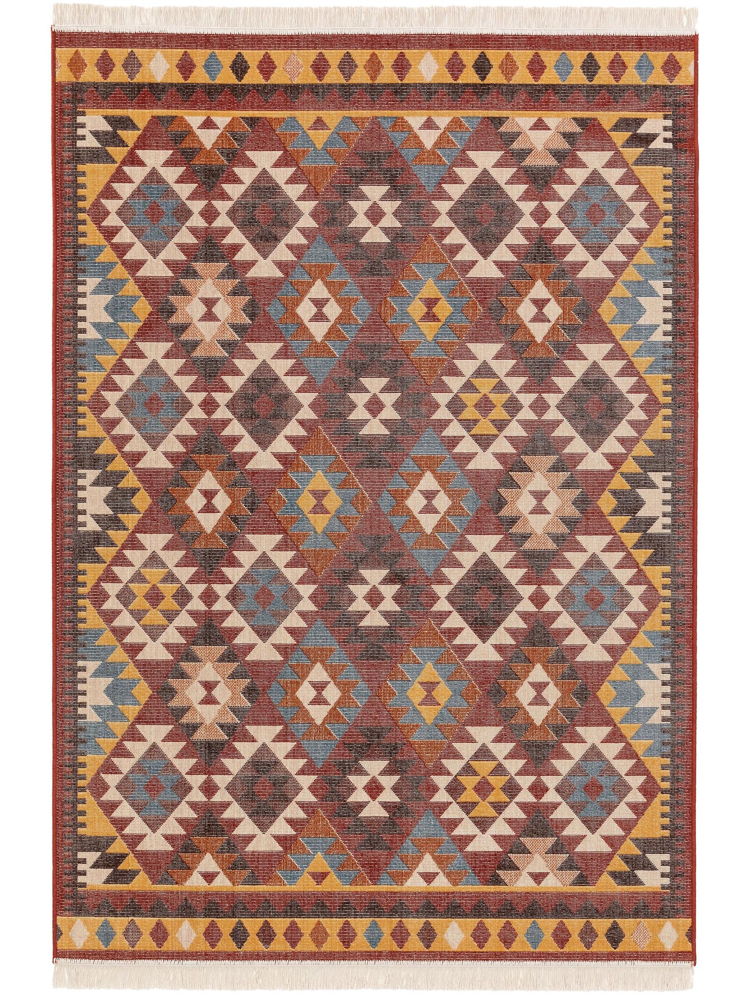 Tapis en 60% Coton, 40% Polypropylène en Multicouleur avec une pile de 1- 5 mm de hauteur de benuta Nest