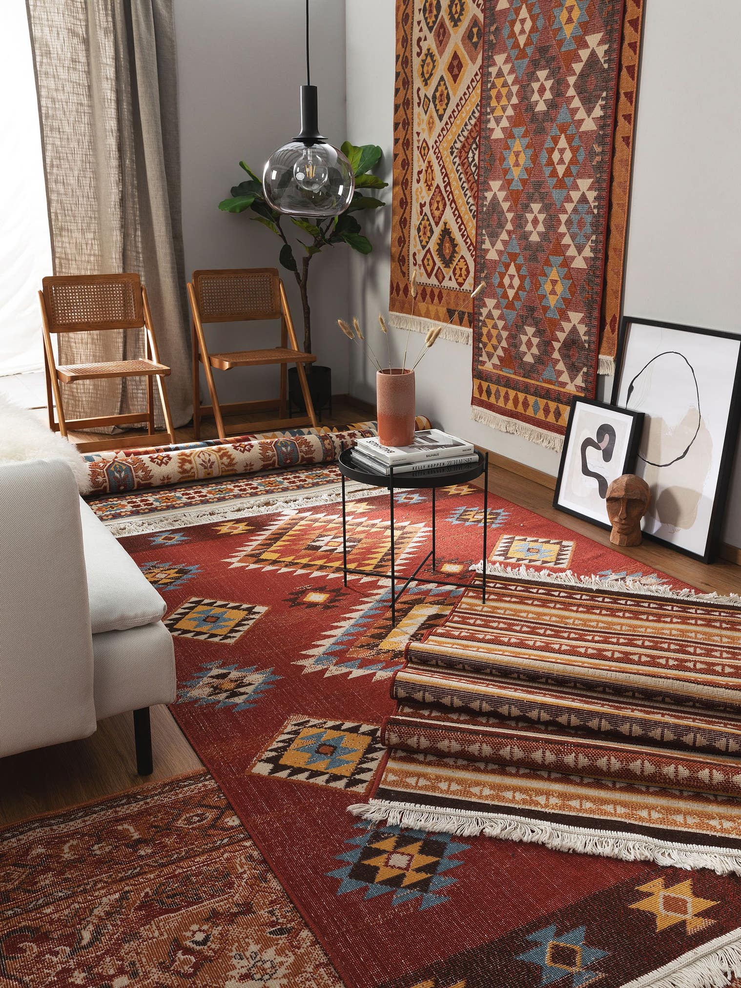Tapis en 60% Coton, 40% Polypropylène en Multicouleur avec une pile de 1- 5 mm de hauteur de benuta Nest