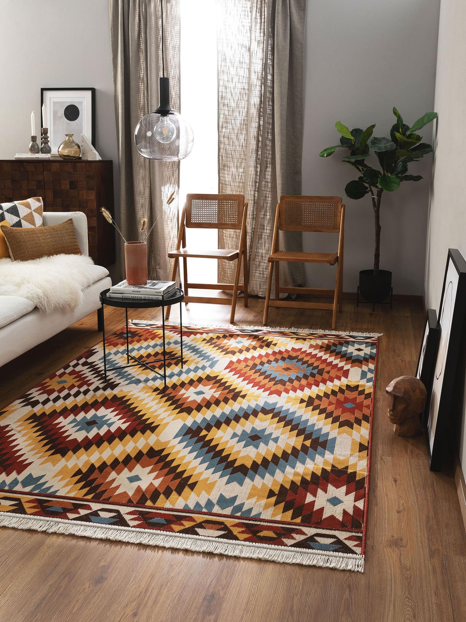 Teppich aus 60% Baumwolle, 40% Polypropylen in Multicolor mit bis 5 mm hohem Flor von benuta Nest