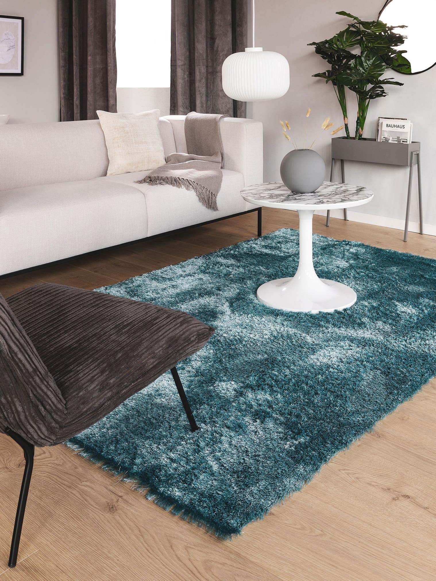 Tapijt van 100% Polyester in Turkoois met een 21 - 30 mm hoge pool van benuta