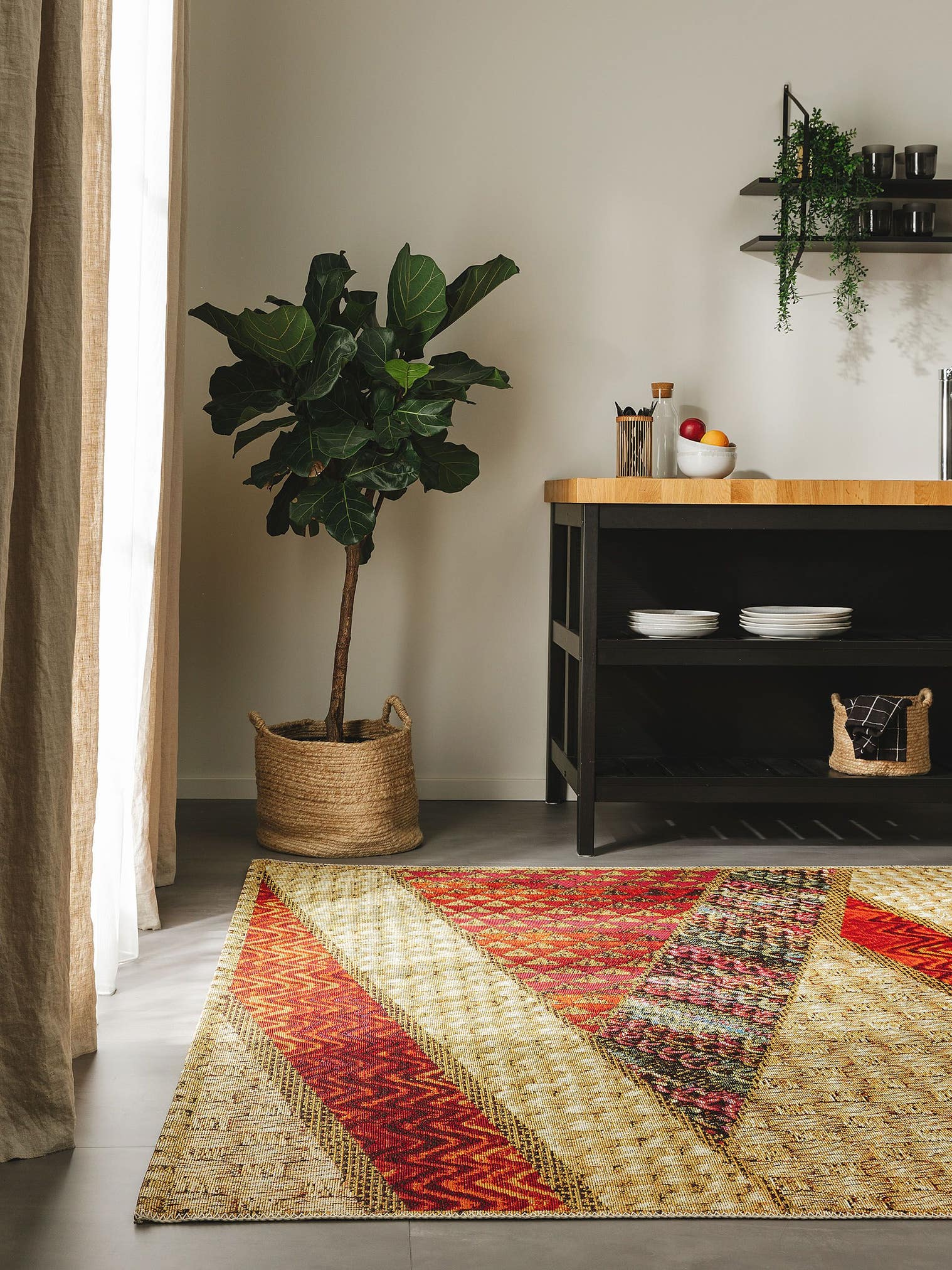 Teppich aus 76% Polypropylen, 24% Polyester in Beige mit bis 5 mm hohem Flor von benuta Nest