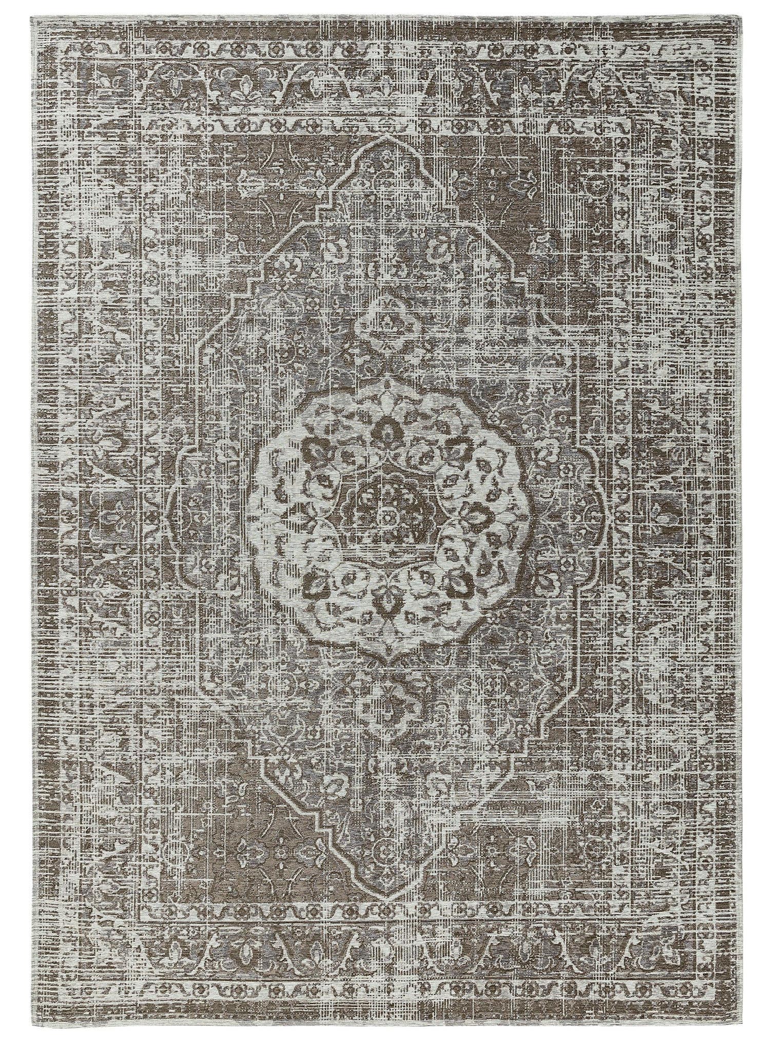 Teppich aus 55% Polyacryl, 27% Polyester, 17% Baumwolle, 1% Latex in Grau mit bis 5 mm hohem Flor von benuta Nest
