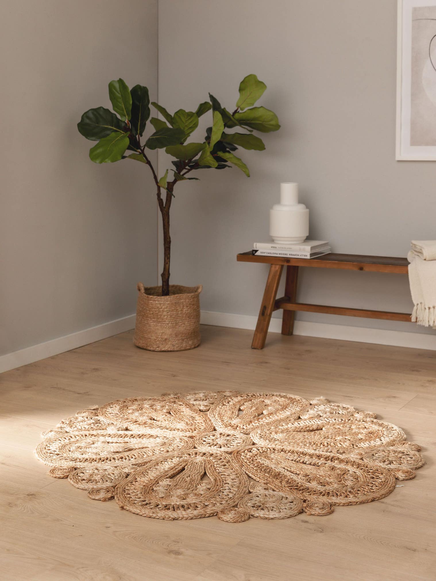 Tappeto di 100% Iuta in Beige con pelo alto 6 - 10 mm da benuta Pure