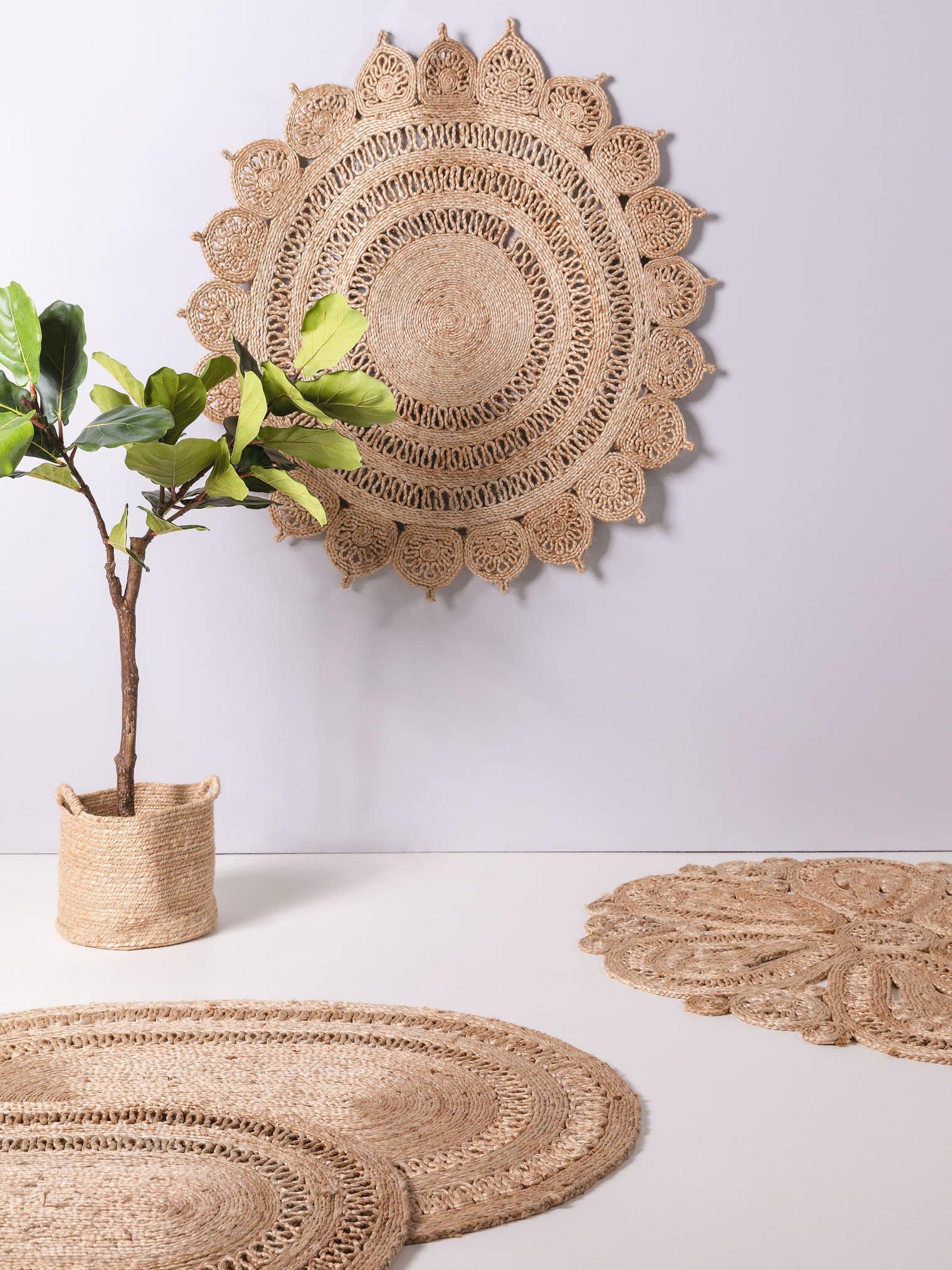 Tappeto di 100% Iuta in Beige con pelo alto 6 - 10 mm da benuta Pure