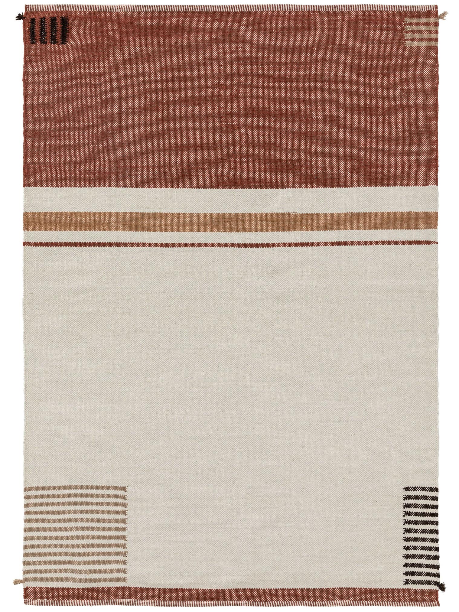 Teppich aus 55% Baumwolle, 45% Wolle in Beige mit bis 5 mm hohem Flor von benuta Nest